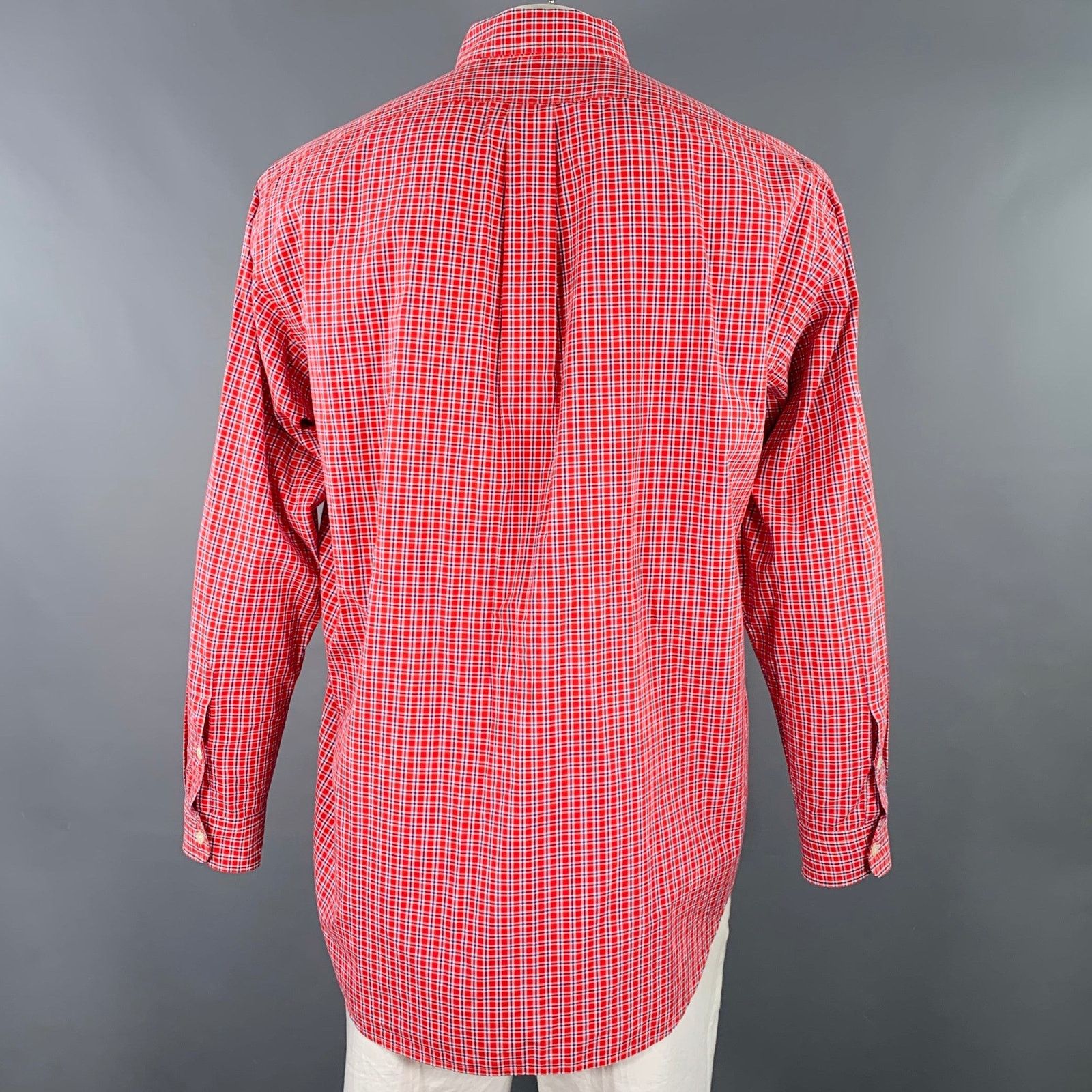Ralph Lauren Red Blue Window Pane Cotton Button Down Long Sleeve Shirt Size US L / EU 52-54 / 3 - 3 Thumbnail