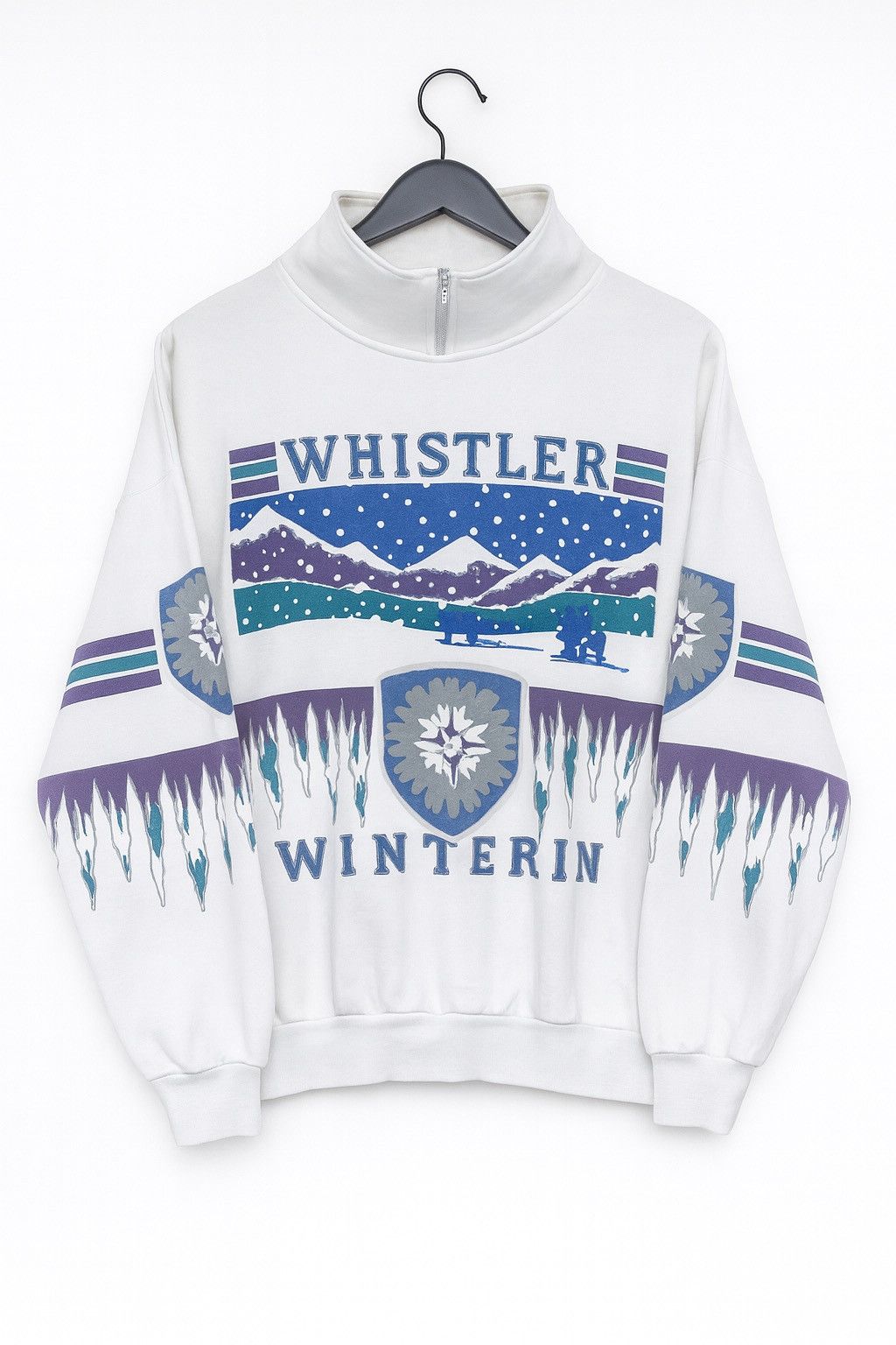 Vintage 90s Whistler Winter West Coast Canada Ski Graphic Pullover Size US S / EU 44-46 / 1 - 2 Thumbnail