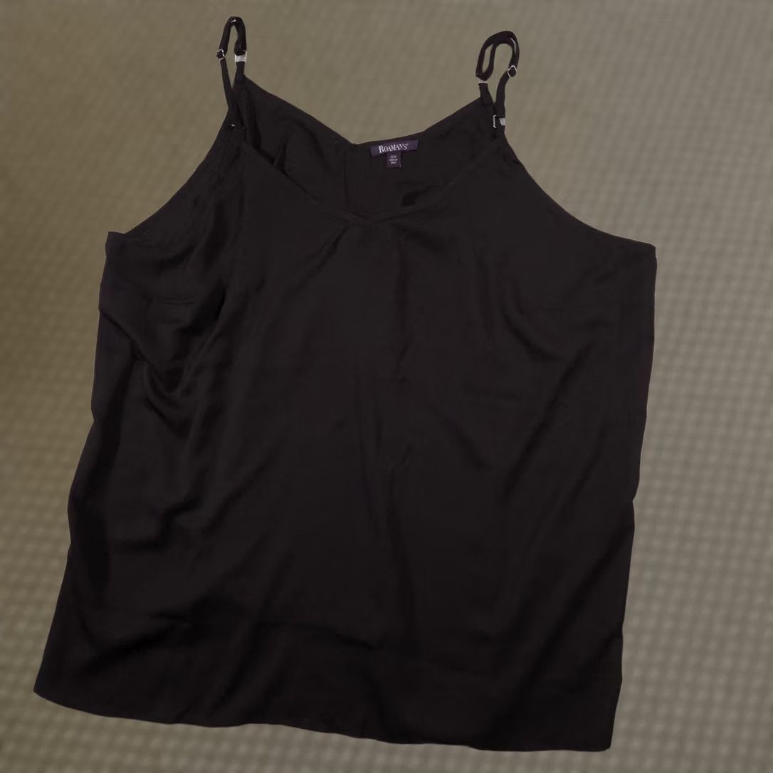 Vintage Roamans Tank Top Womens 32W Black Adjustable Strap Camisole Plus Size Tank Womens 32W Black Camisole Plus Size Size XXS / US 00 / IT 34 - 1 Thumbnail