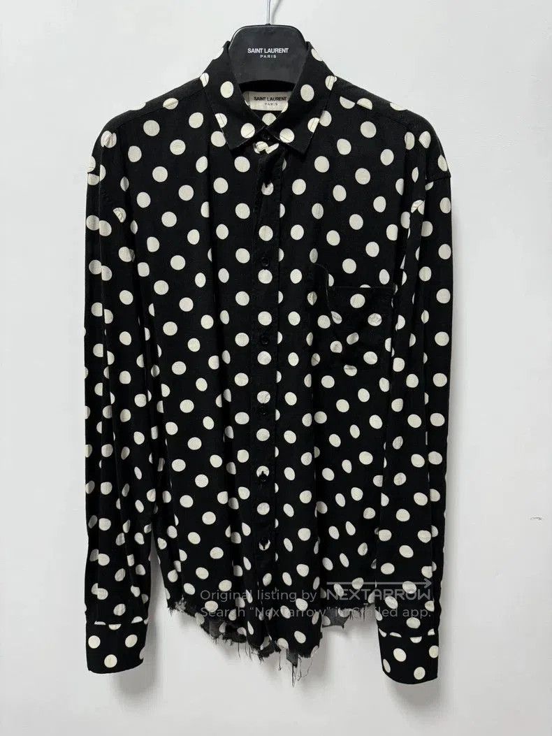 Saint Laurent Paris Saint Laurent Polka Dot Fringe Shirt. Size US M / EU 48-50 / 2 - 1 Thumbnail