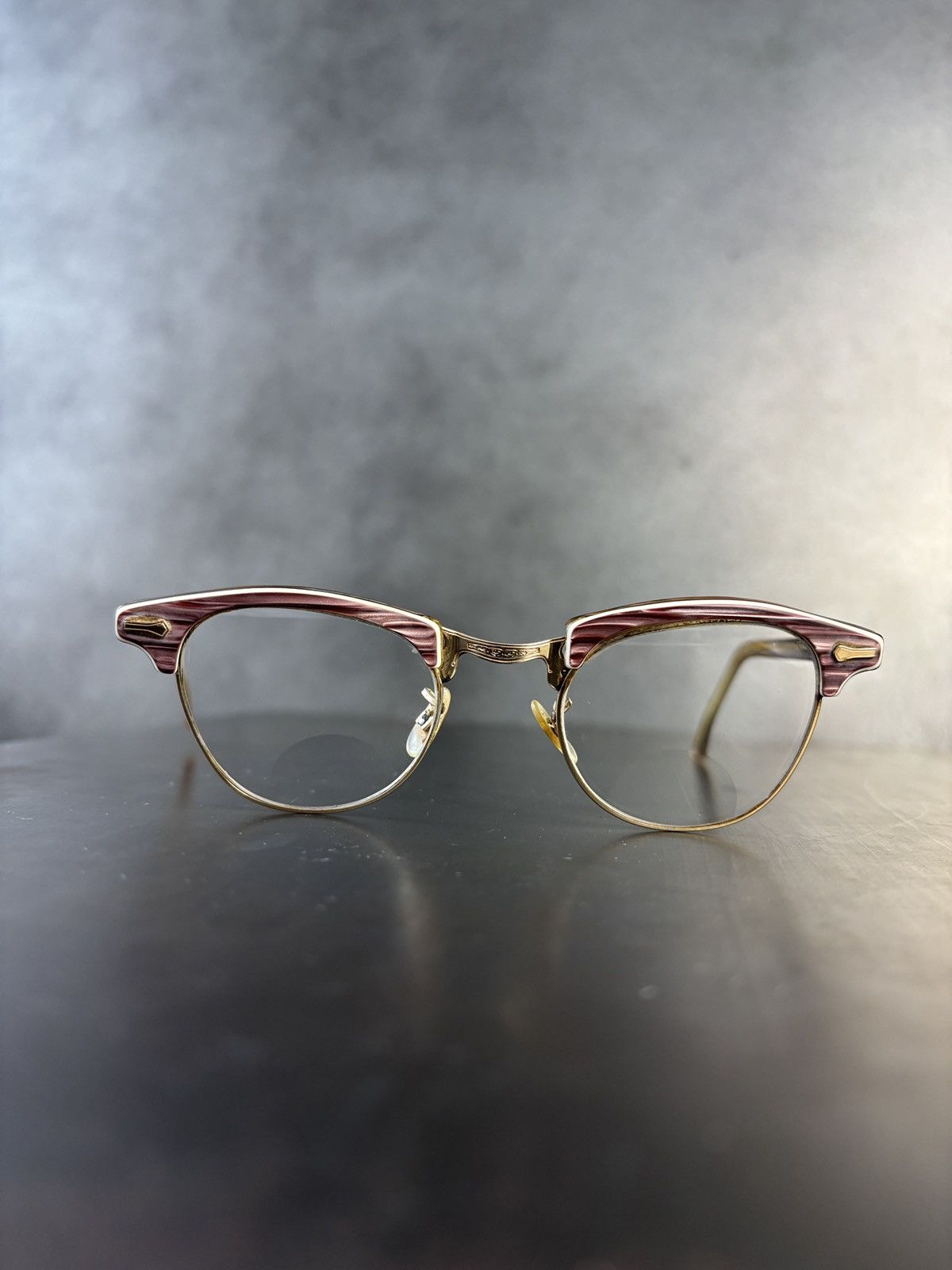 Vintage 1950s Glasses Frame Vintage Eyeglasses Horn Rim GF Gold Fill Size ONE SIZE - 2 Thumbnail