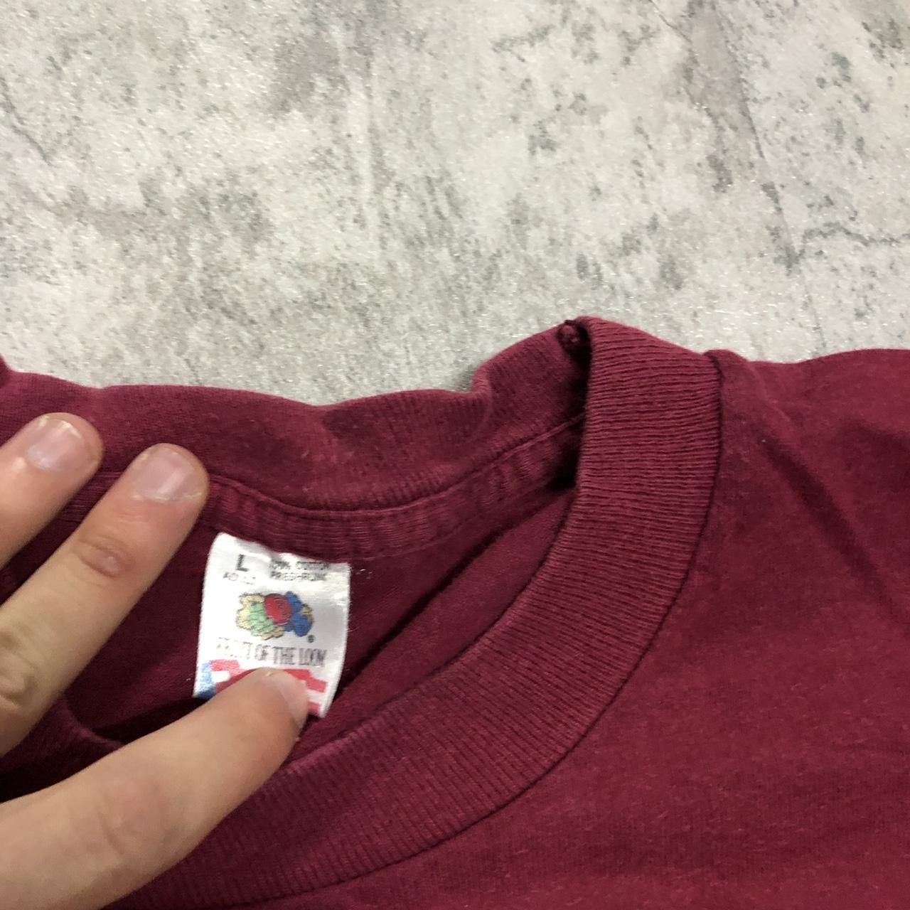 Fruit Of The Loom Burgundy and white vintage 90s workwear tee workwear Size US L / EU 52-54 / 3 - 3 Thumbnail
