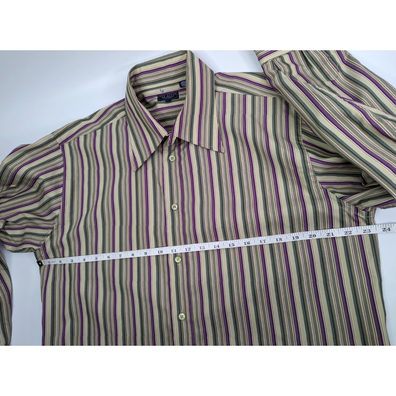 Ted Baker Ted Baker Specialist London Men's Shirt Button-Up Long Sleeve Striped Size 5 Multicolor Cotton Size US S / EU 44-46 / 1 - 6 Thumbnail