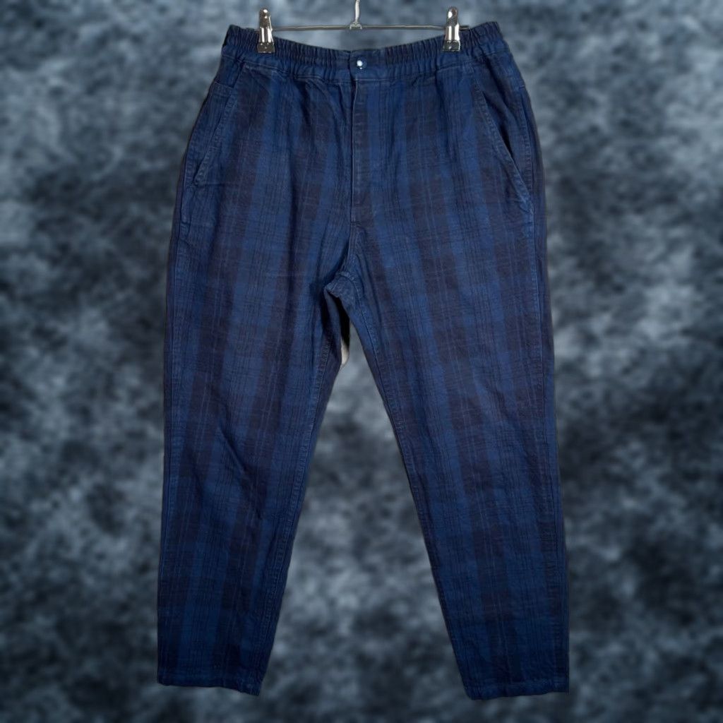 Vintage KINLOKF Blue Plaid Chino Pants Mens Size 32 Tapered Leg Elastic Waist Size US 32 / EU 48 - 1 Thumbnail