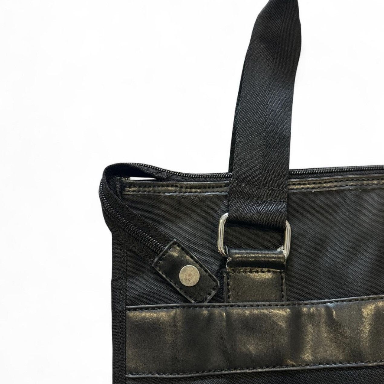 Calvin Klein Calvin Klein Black Expandable Nylon + Faux Leather Work Bag Size ONE SIZE - 8 Thumbnail