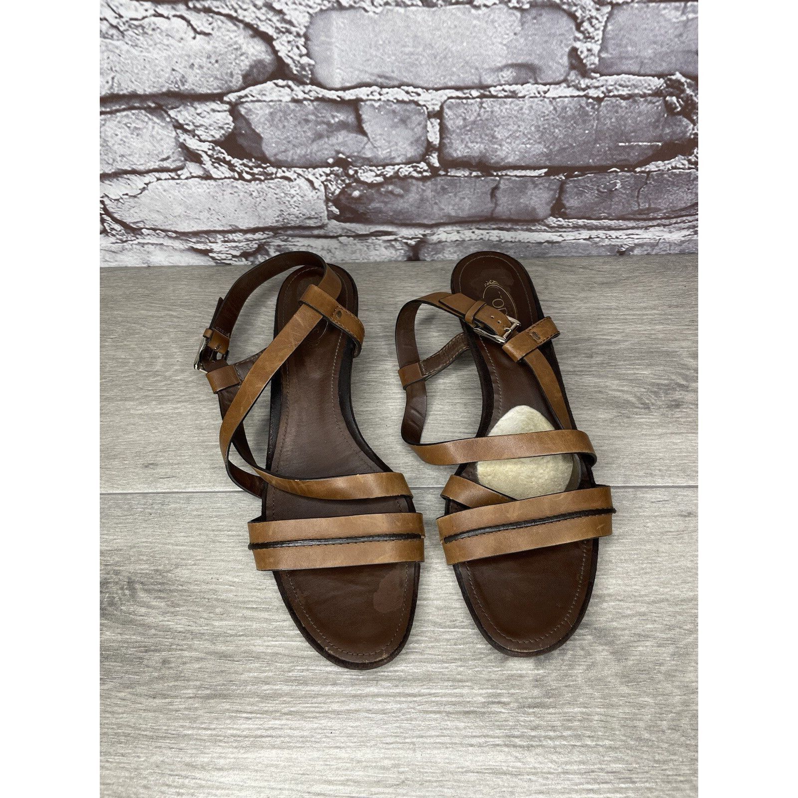 Tod's Tod's Brown Leather Wedge Strappy Ankle Strap Sandals Women Size US 9.5 / IT 39.5 - 2 Thumbnail