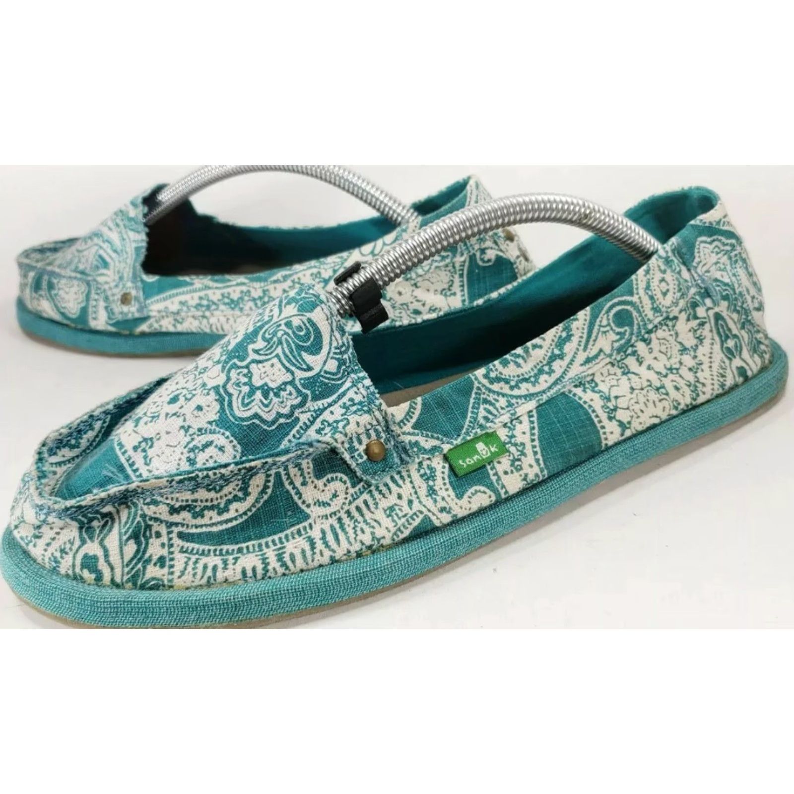 Sanuk SANUK Donna Women's Casual Loafers Teal White Paisley 41EU 10M UK 8.5 US 10 Mens Womens Shopping Shoes Size US 11 / IT 41 - 3 Thumbnail