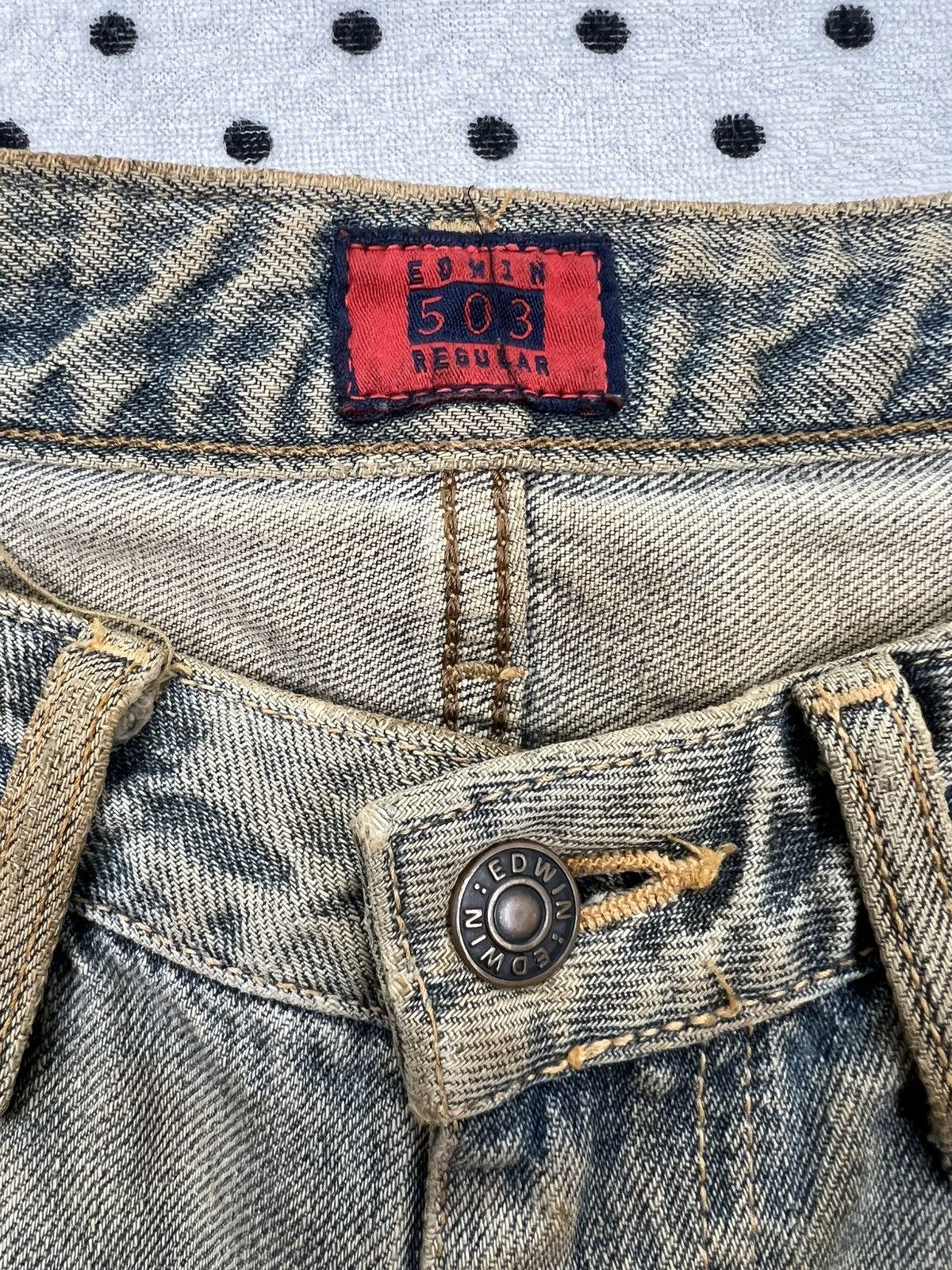 Edwin Edwin 503 Low Rise Dirty Distressed Jeans Size US 31 - 9 Thumbnail