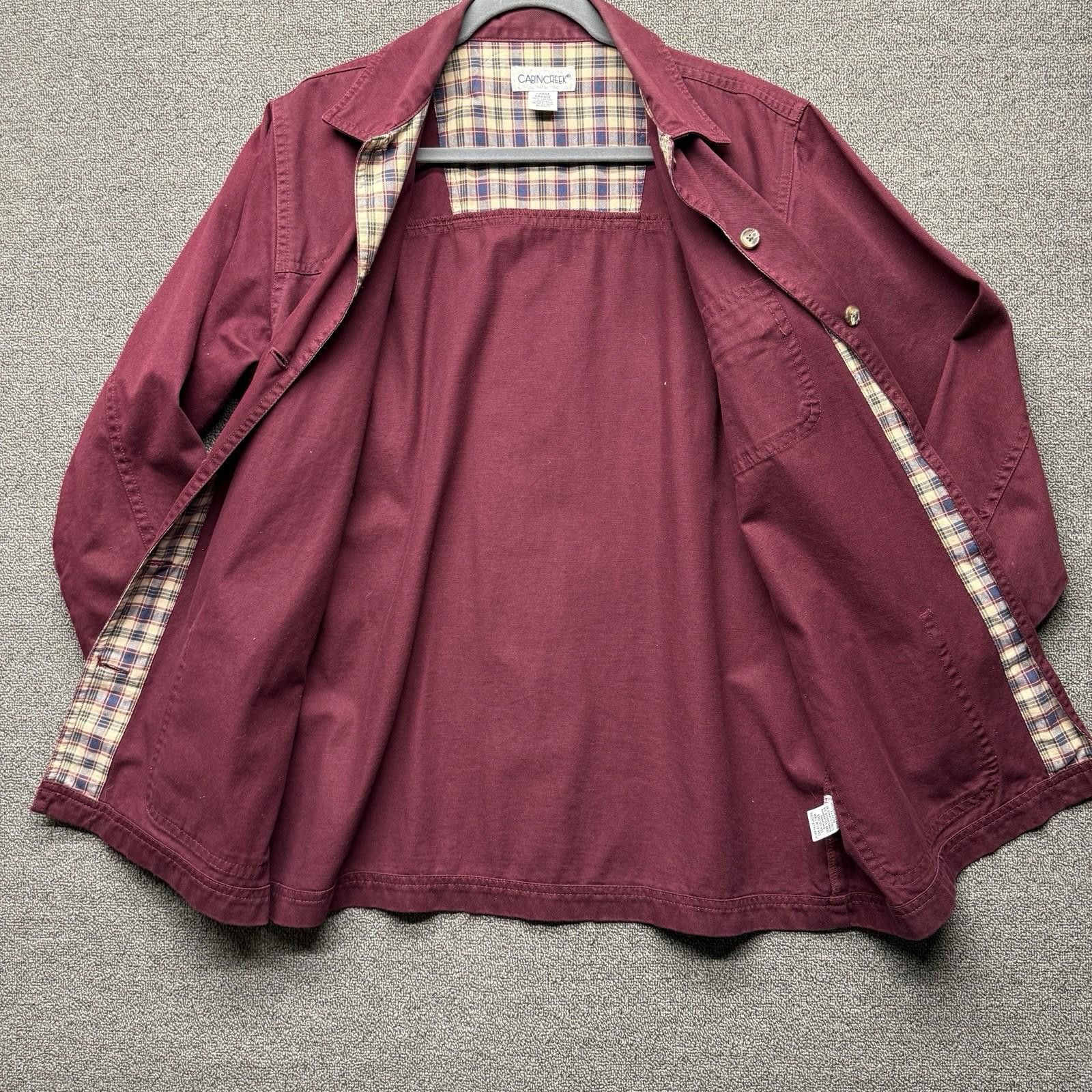 Cabin Creek Cabin Creek Burgundy Plaid Lined Barn Chore Jacket Women L Size L / US 10 / IT 46 - 4 Thumbnail