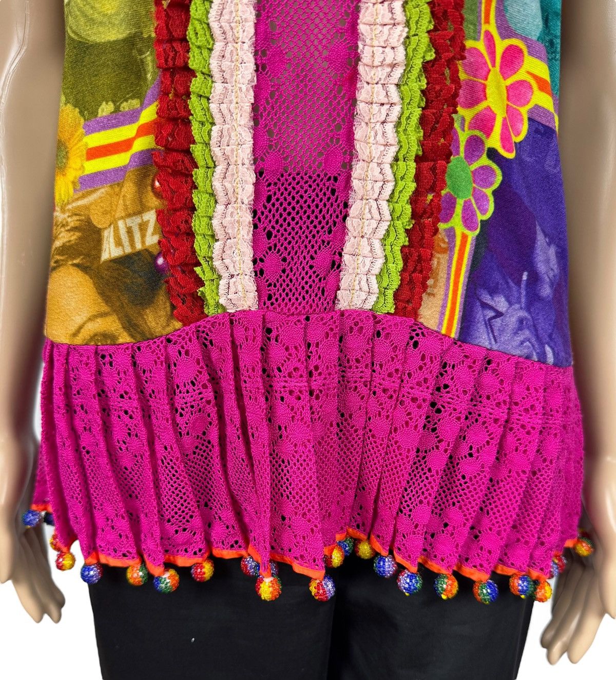 Manish Arora Manish Arora Blouse Pleated Mesh Short Sleeve size XL Size XL / US 12-14 / IT 48-50 - 3 Thumbnail