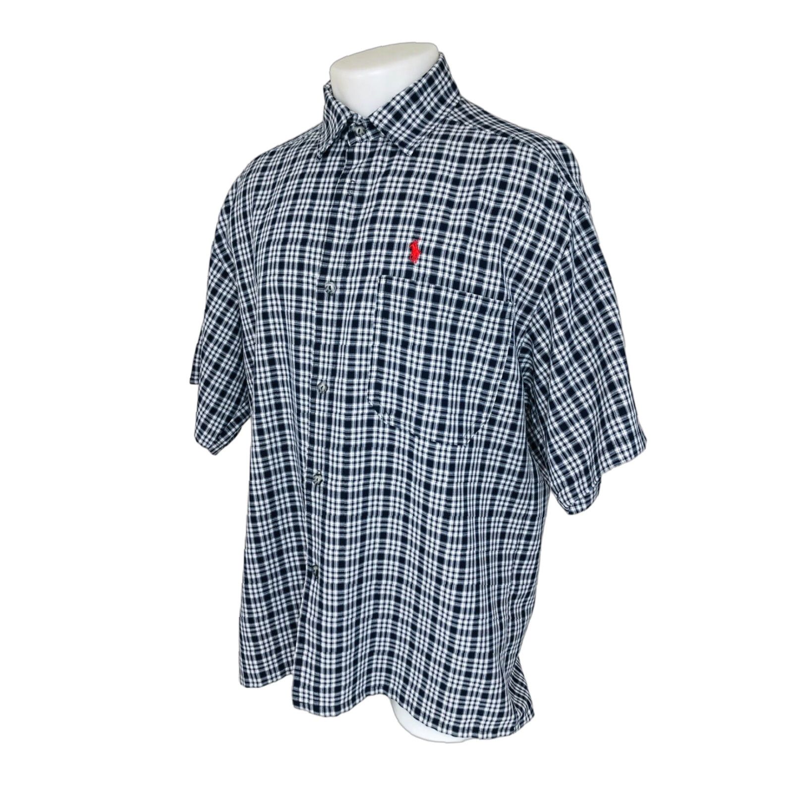 Ralph Lauren VINTAGE Polo / Ralph Lauren Plaid Embroidered Made in USA XL Shirt Mens Short Sleeve Blue / Brown / Red USA Embo Shirt XL Size US XL / EU 56 / 4 - 1 Thumbnail