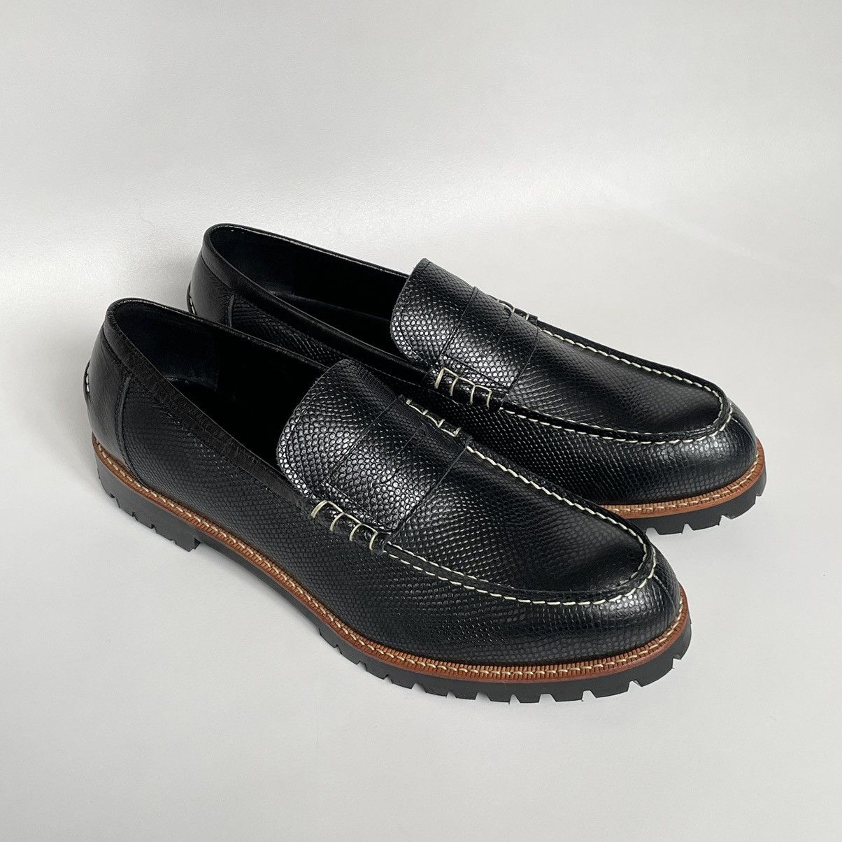 Comme des Garcons Commando Sole Textured Leather Loafers Size US 12 / EU 45 - 3 Thumbnail