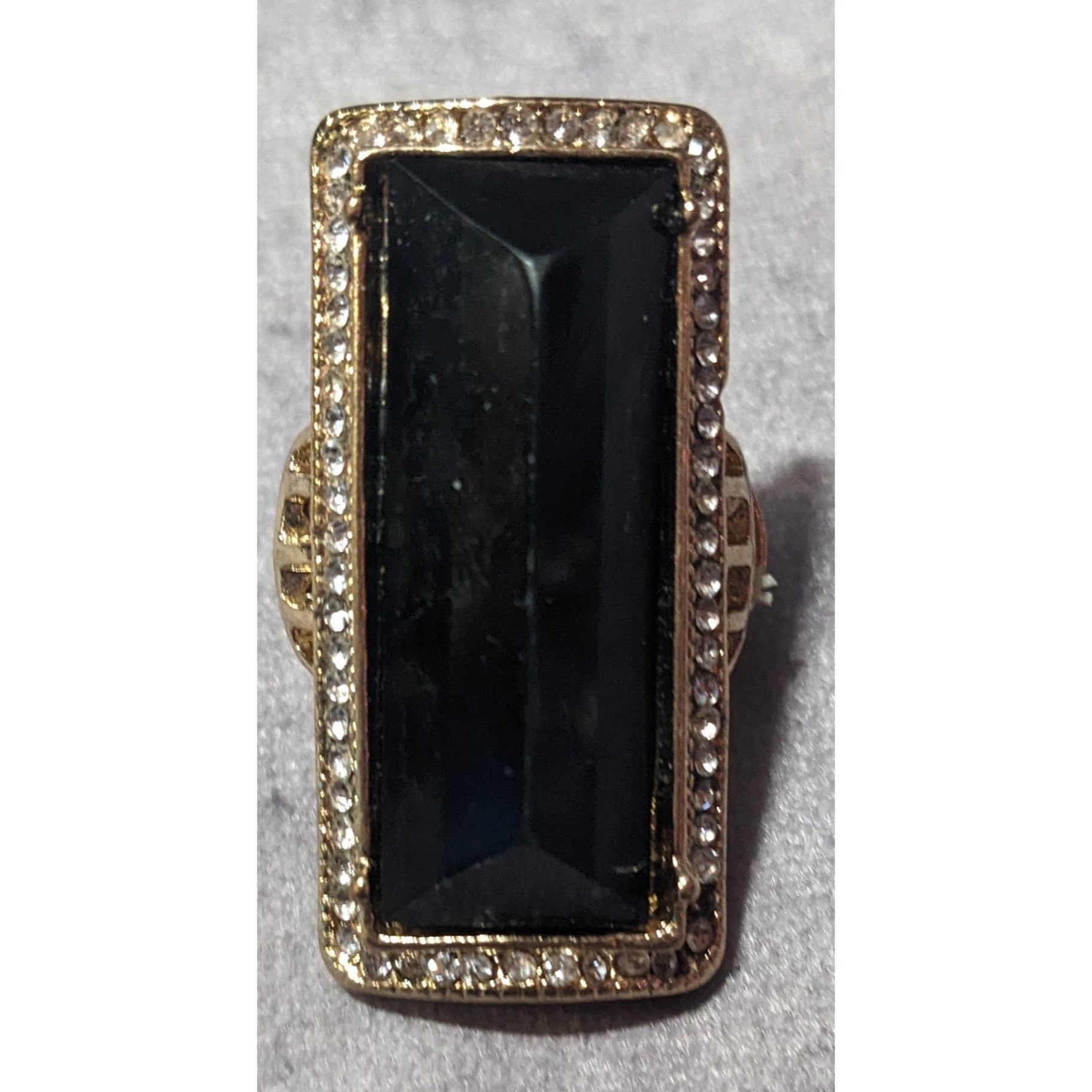 Other Art Deco Style Glam Black And Gold Stretch Statement Ring Si Size ONE SIZE - 16 Thumbnail