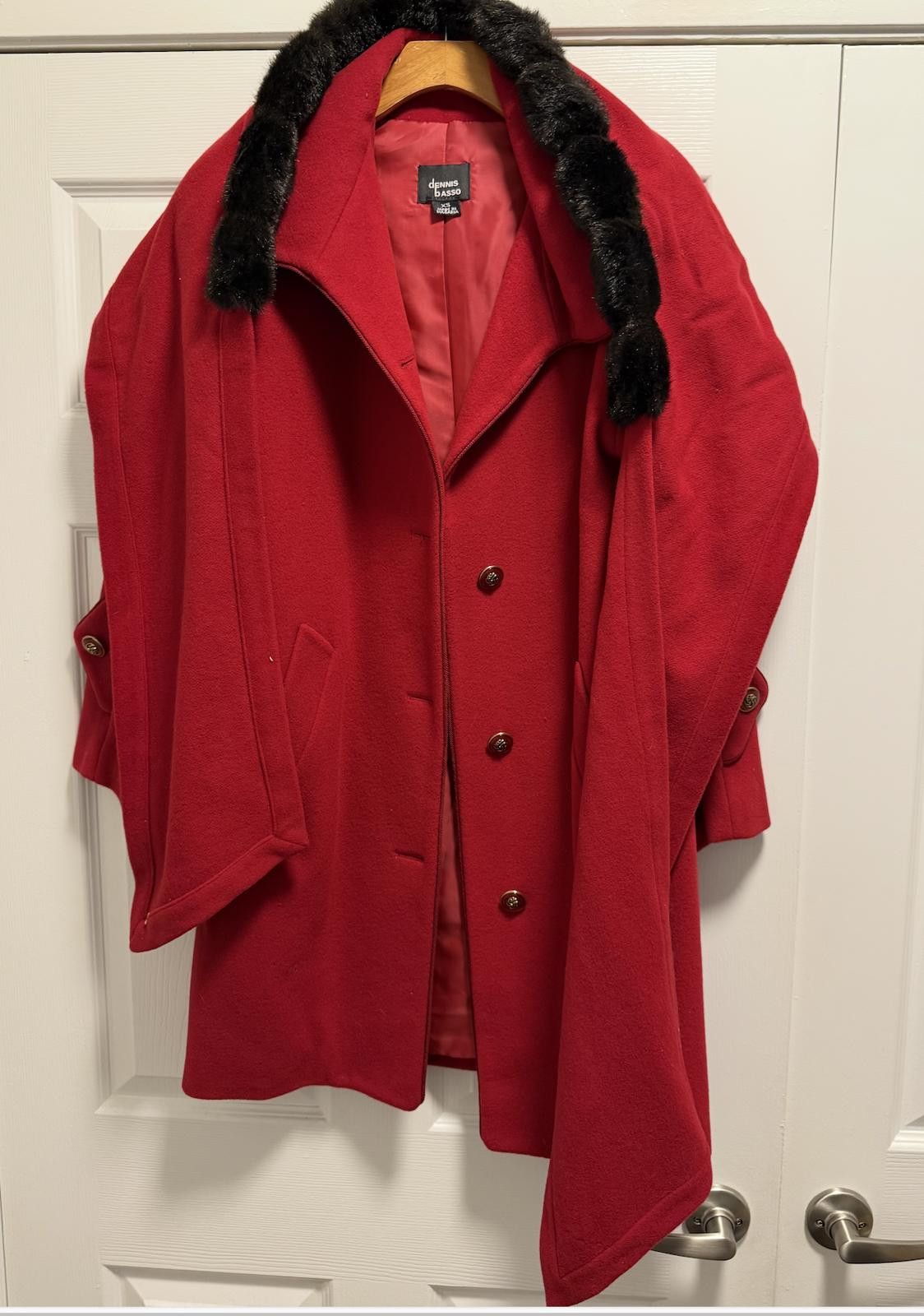 Designer Chic Dennis Basso Red Wool Blend Coat - Size XS Size L / US 10 / IT 46 - 11 Thumbnail