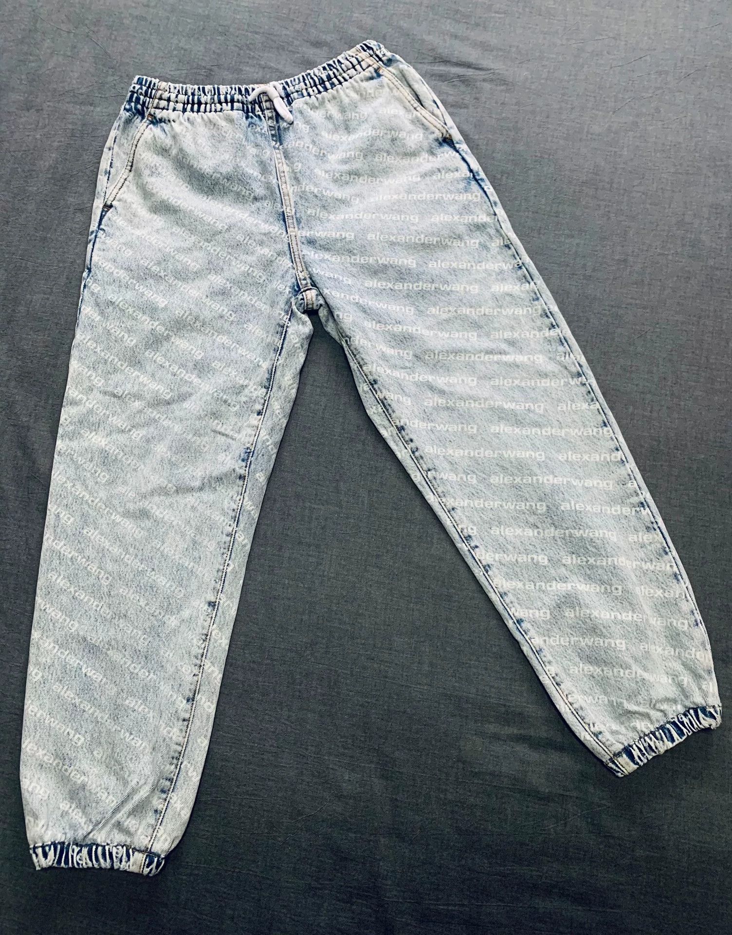 Alexander Wang Alexander Wang Light Blue Logo Distressed Denim Pants Size 22" - 1 Thumbnail