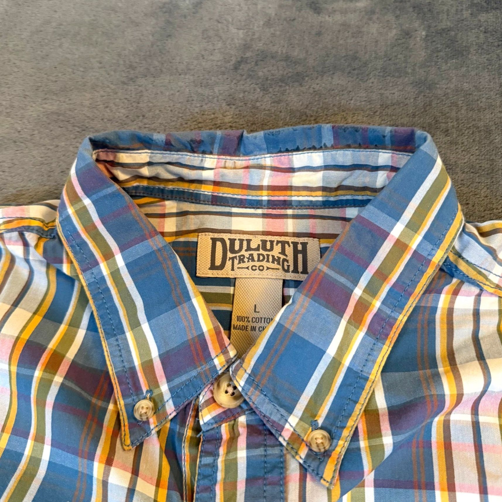Duluth Trading Company Duluth Trading Co Plaid Button-Down Shirt Mens Large Blue Short Sleeve Cotton Shirt Size US L / EU 52-54 / 3 - 4 Thumbnail
