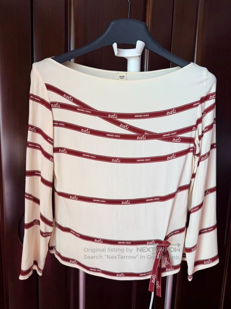Hermes Hermes Silk Long Sleeve Top, 100% Silk Size XXS / US 00 / IT 34 - 1 Thumbnail