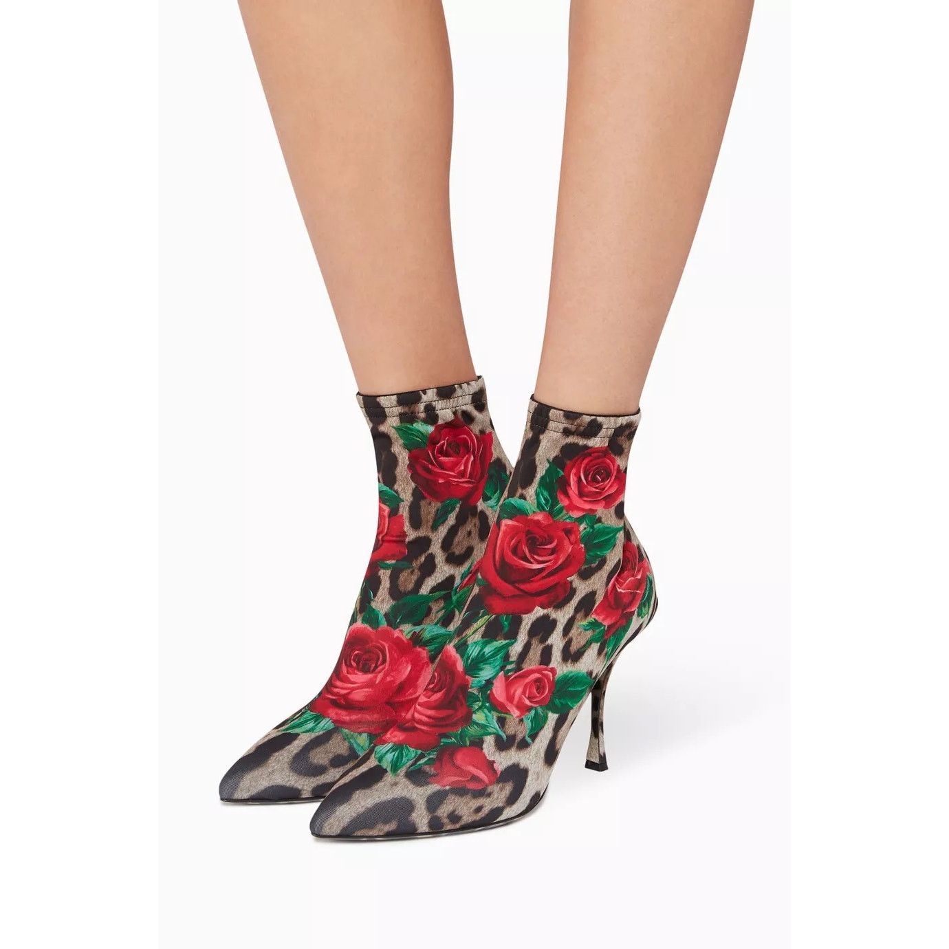 Dolce & Gabbana Dolce & Gabbana Leopard Rose Print Stretch boots Tan Red 36 Size US 6 / IT 36 - 7 Thumbnail