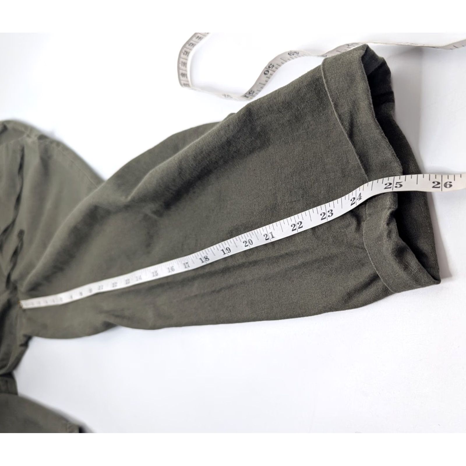 J.Crew J. Crew Factory Linen Blend Pull-On Pants Green Size 8 Cuffed Ankle Womens Size 30" / US 8 / IT 44 - 6 Thumbnail