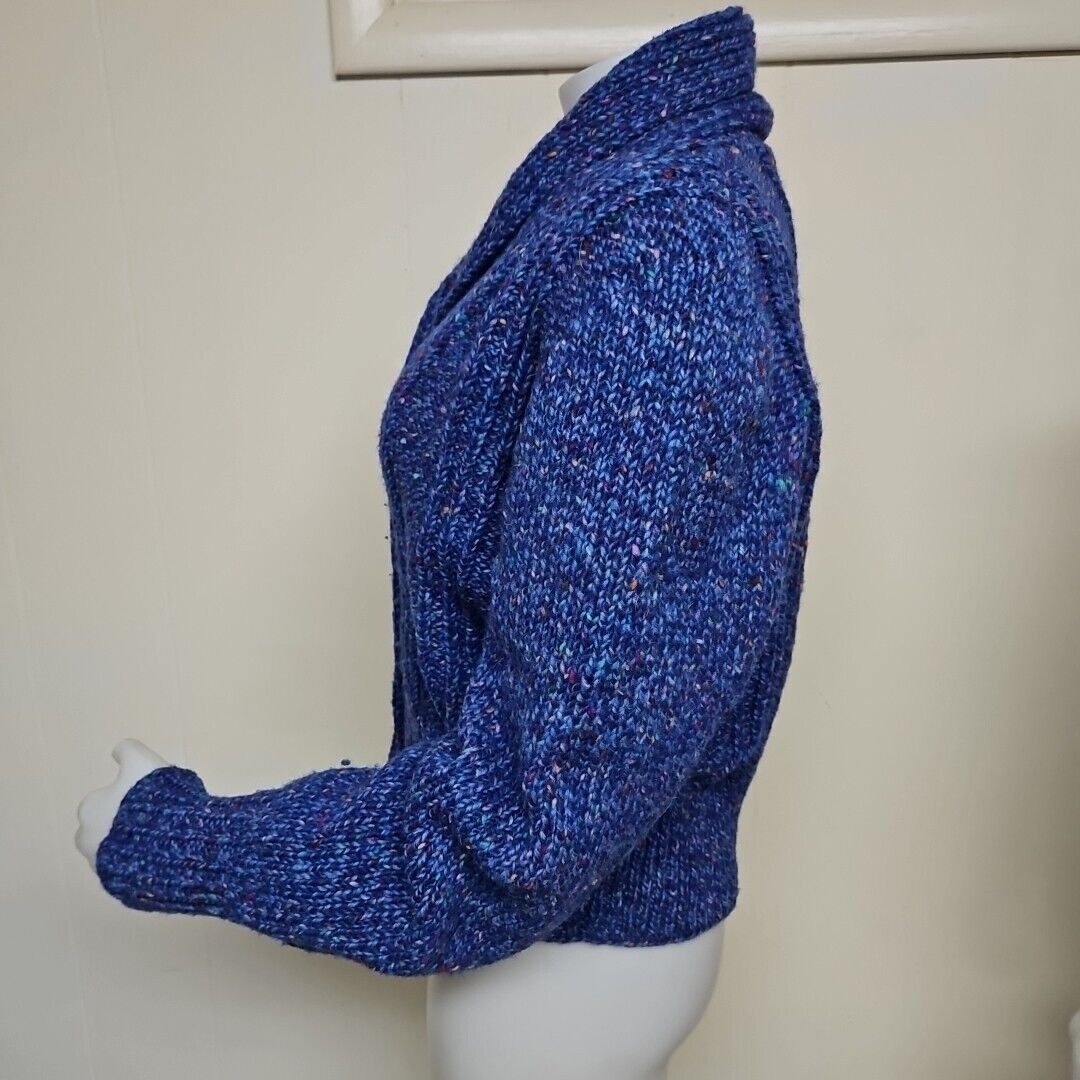 Vintage Vtg Ravelry Wool Sweater Womens M/L Purple Blue Fleck Chunky Size M / US 6-8 / IT 42-44 - 2 Thumbnail
