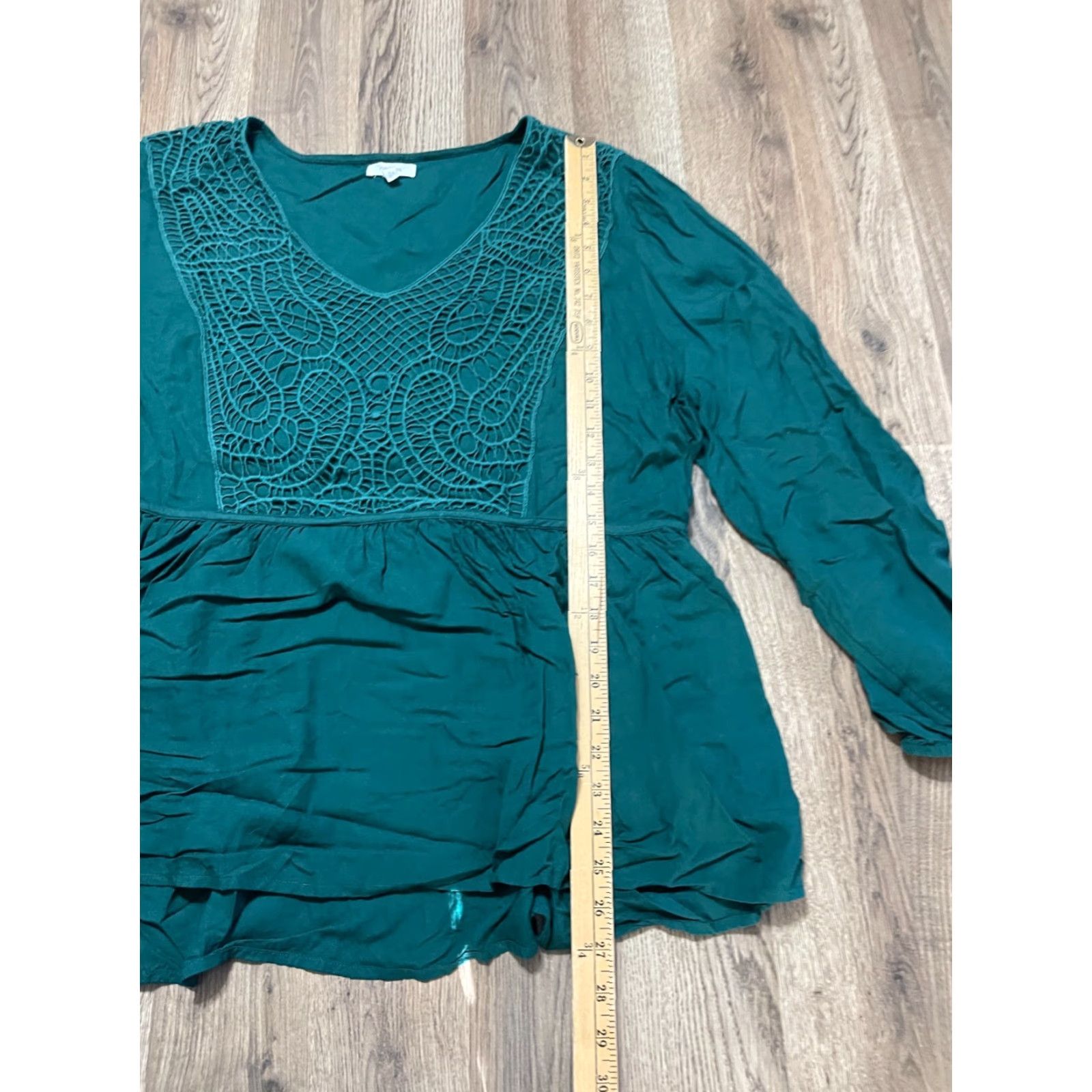 Vintage Maurices Blouse Women's Plus Size 2X Green Long Sleeve V-Neck Casual Travel Shirt Womens Size XXL / US 16-18 / IT 52-54 - 7 Thumbnail