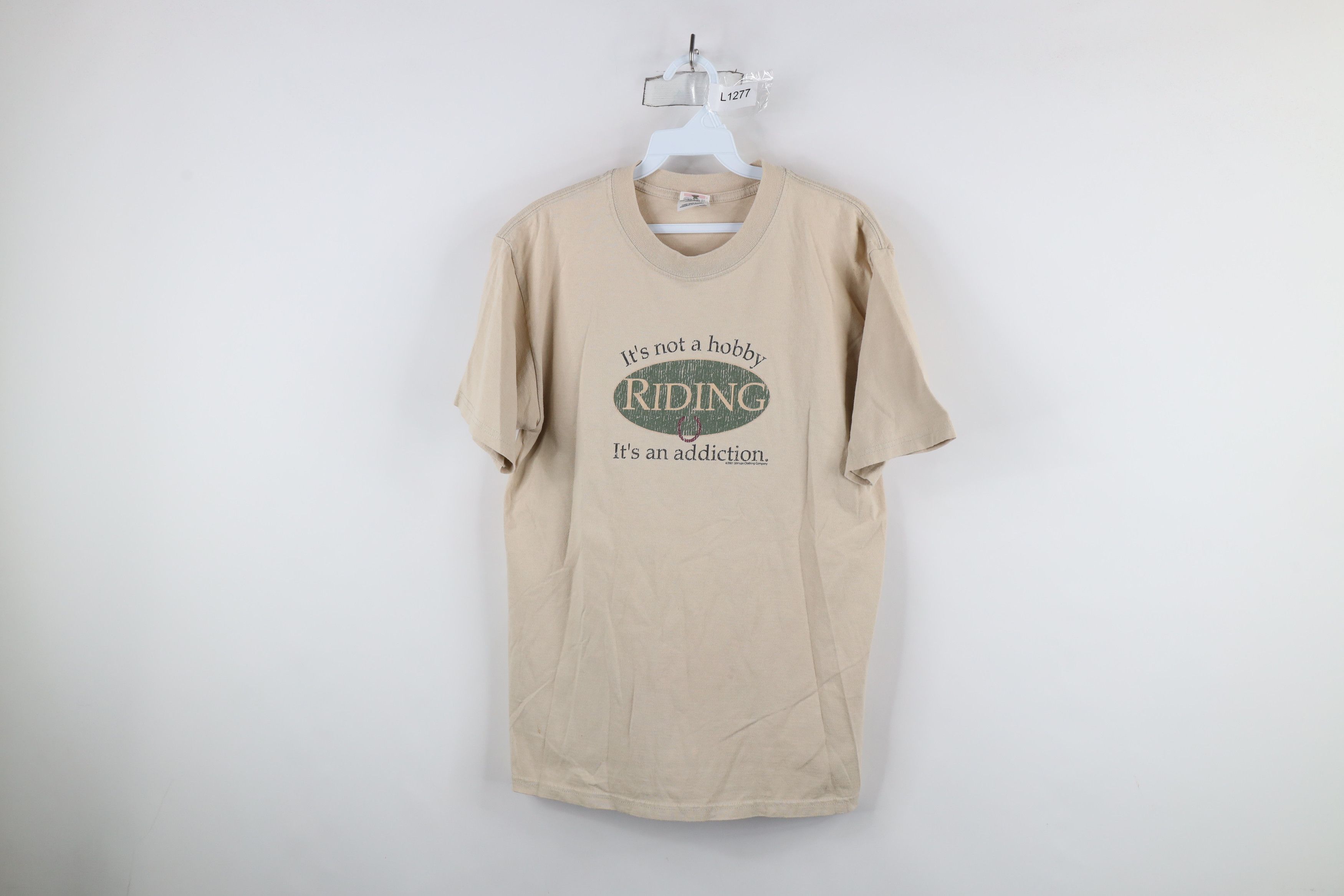 Vintage Vintage Y2K 2001 Horse Riding Addiction T-Shirt Beige Size M / US 6-8 / IT 42-44 - 1 Thumbnail