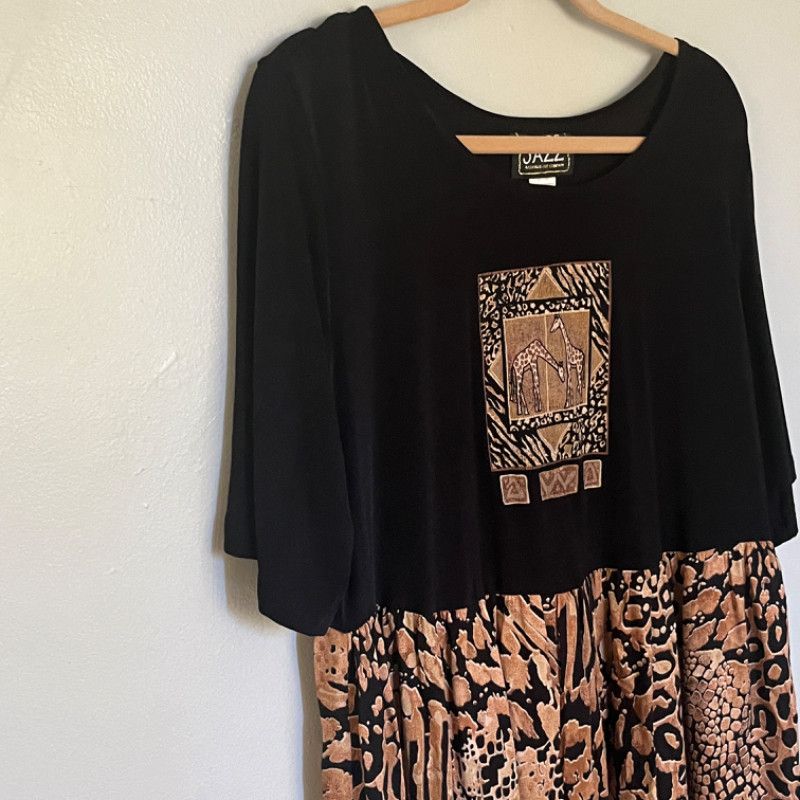 SAMI MIRO VINTAGE More Jazz Giraffe Print Dress Size 14 Size XL / US 12-14 / IT 48-50 - 2 Thumbnail