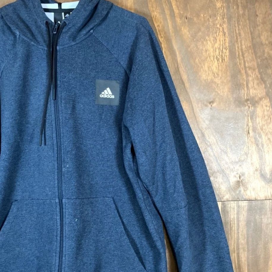 Adidas Adidas Mens Jacket Blue Heathered Full Zip Hoodie Casual Body Warmer L Size US L / EU 52-54 / 3 - 5 Thumbnail