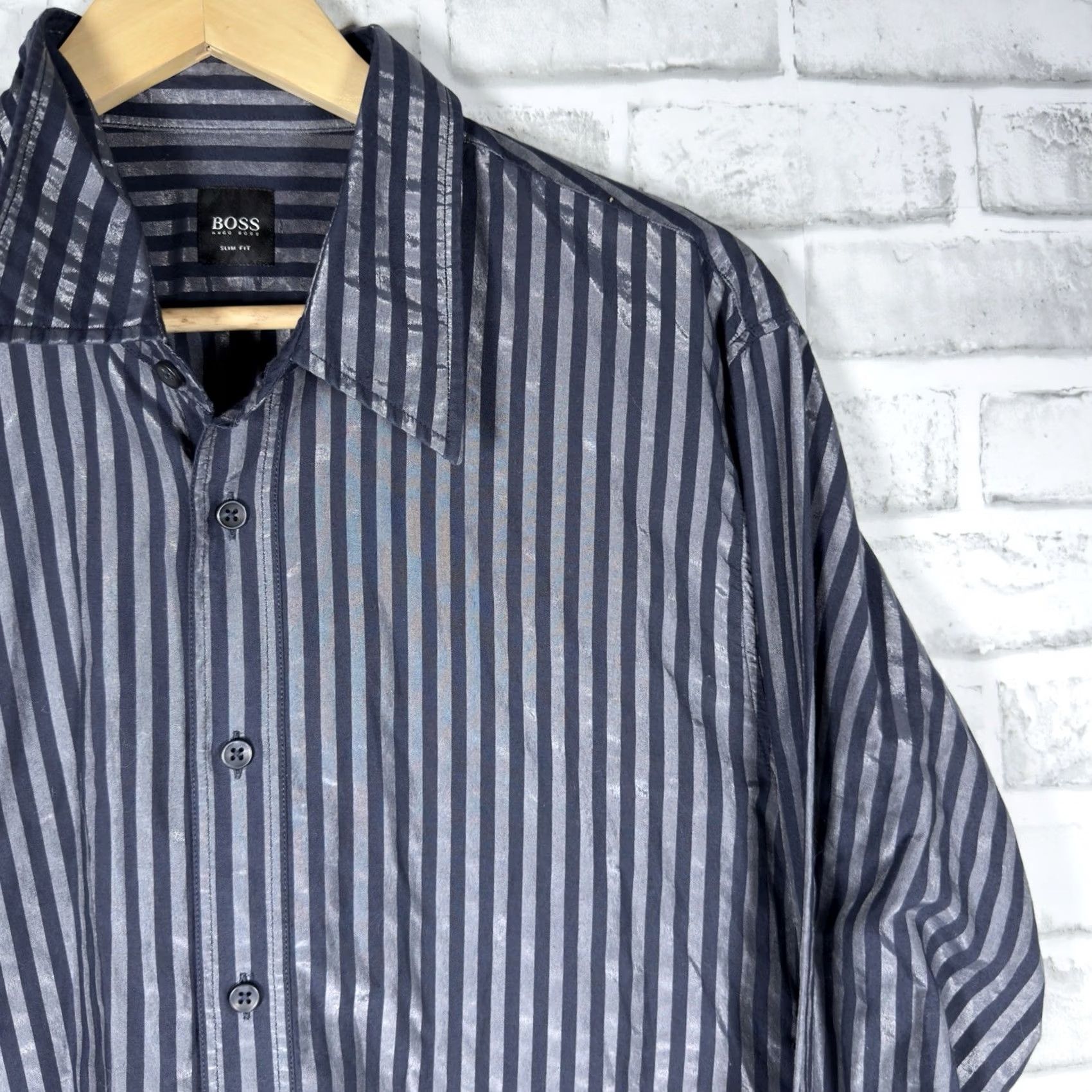 Hugo Boss Hugo Boss Slim Fit Striped Long Sleeve Button Down Mens Size XL Multicolor Shirt Size US XL / EU 56 / 4 - 2 Thumbnail