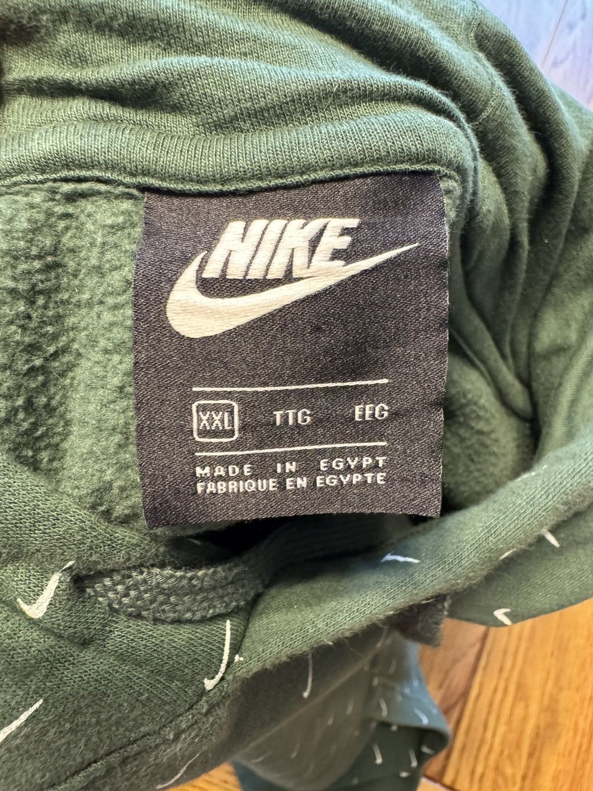 Nike Nike All Over Swoosh Logo Hoodie - Dark Green XXL Size US XXL / EU 58 / 5 - 3 Thumbnail