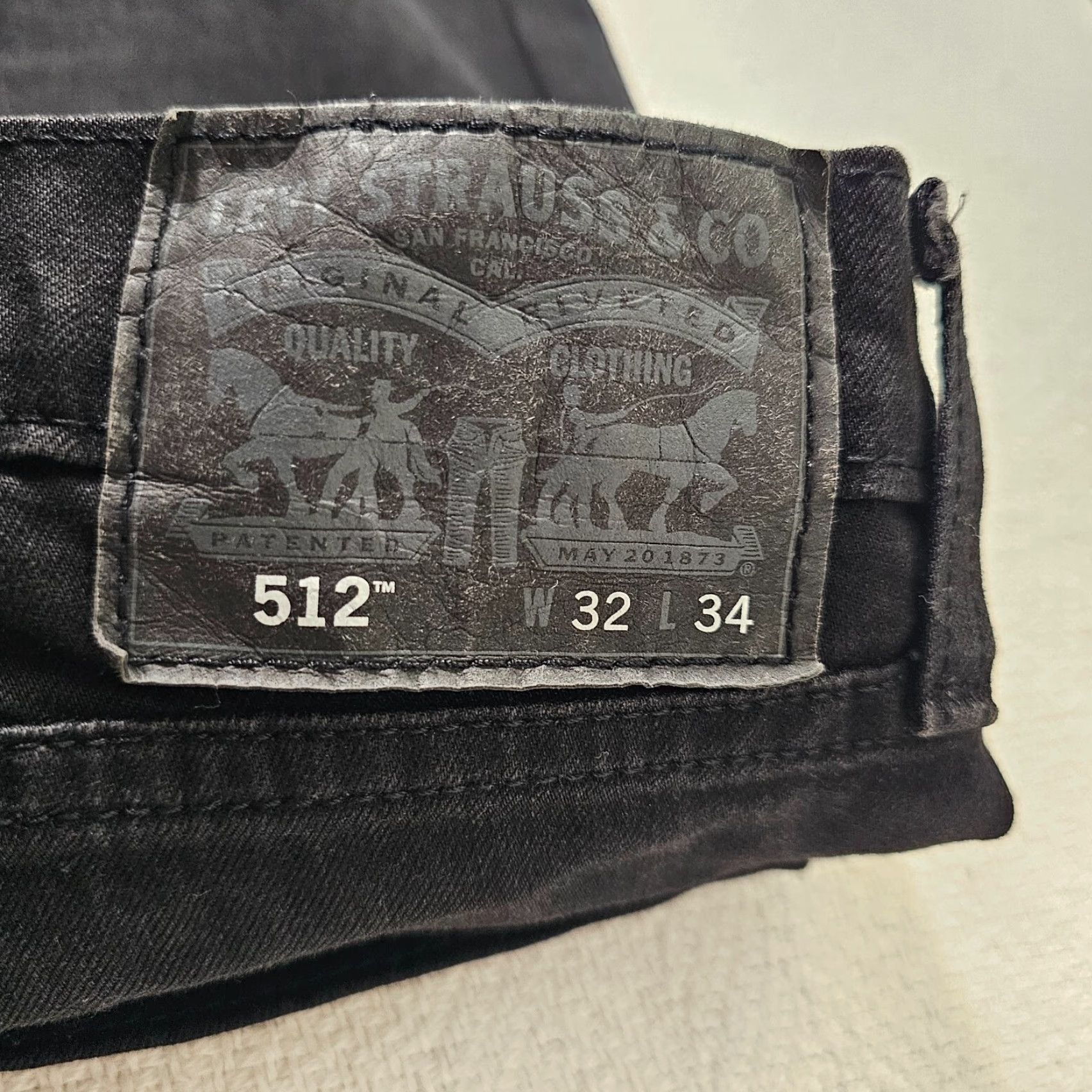 Levi's Levi's 512 Jeans Slim Regular 32x34 Dark Wash Black Denim Stretch Tapered Men’s Jeans - 5-Pocket Logo Button Zip Inseam 34 Mid Rise Mens Size US 32 / EU 48 - 3 Thumbnail