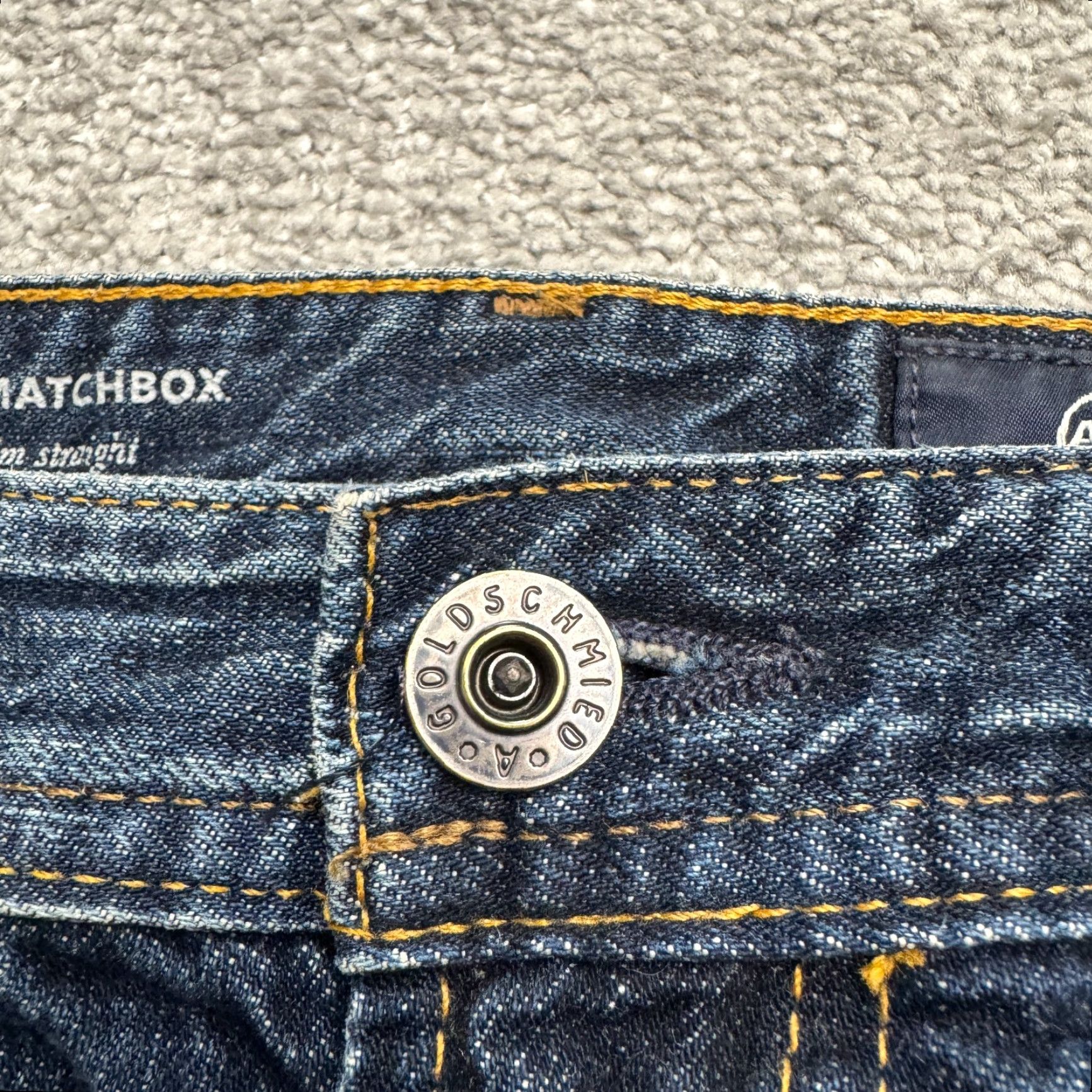 Vintage AG Adriano Goldschmied The Matchbox Jeans Slim Straight Mens 32x34 Blue Distressed 5-Pocket Denim Cotton Blend Casual Retail Size US 32 / EU 48 - 3 Thumbnail