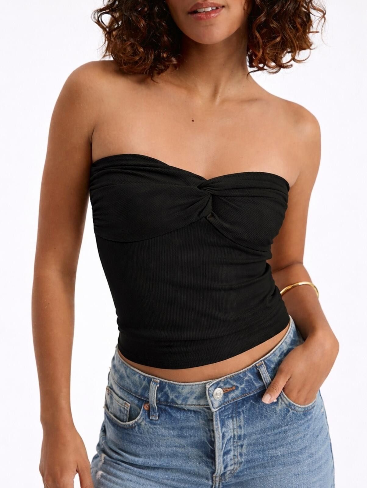 Express Express Body Contour Seamless Ribbed Twist Top-L Size L / US 10 / IT 46 - 1 Thumbnail
