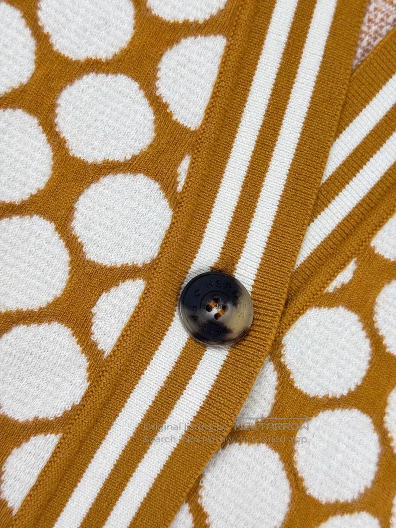 Hermes Hermes Brown Polka Dot Wool Cardigan Size XS / US 0-2 / IT 36-38 - 9 Thumbnail