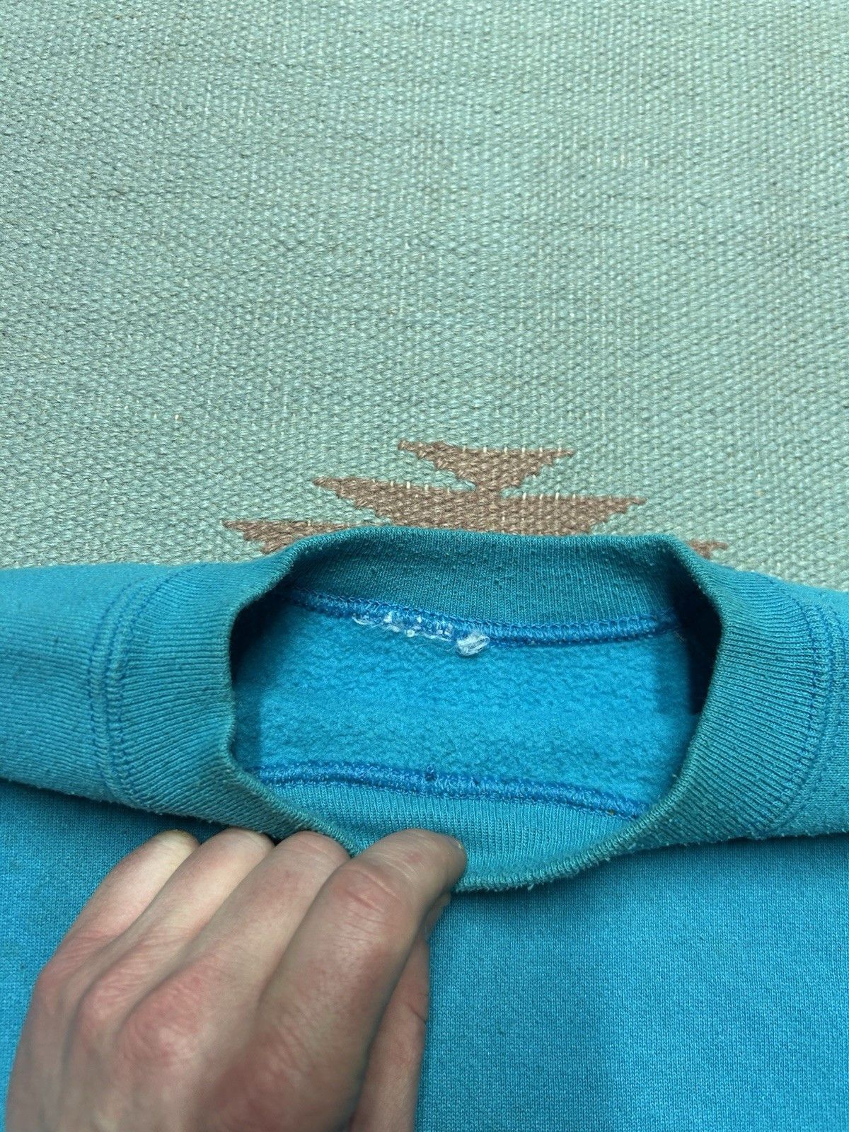Vintage Vintage 80s crewneck sweatshirt blank teal turquoise blue XL Size US XL / EU 56 / 4 - 5 Thumbnail