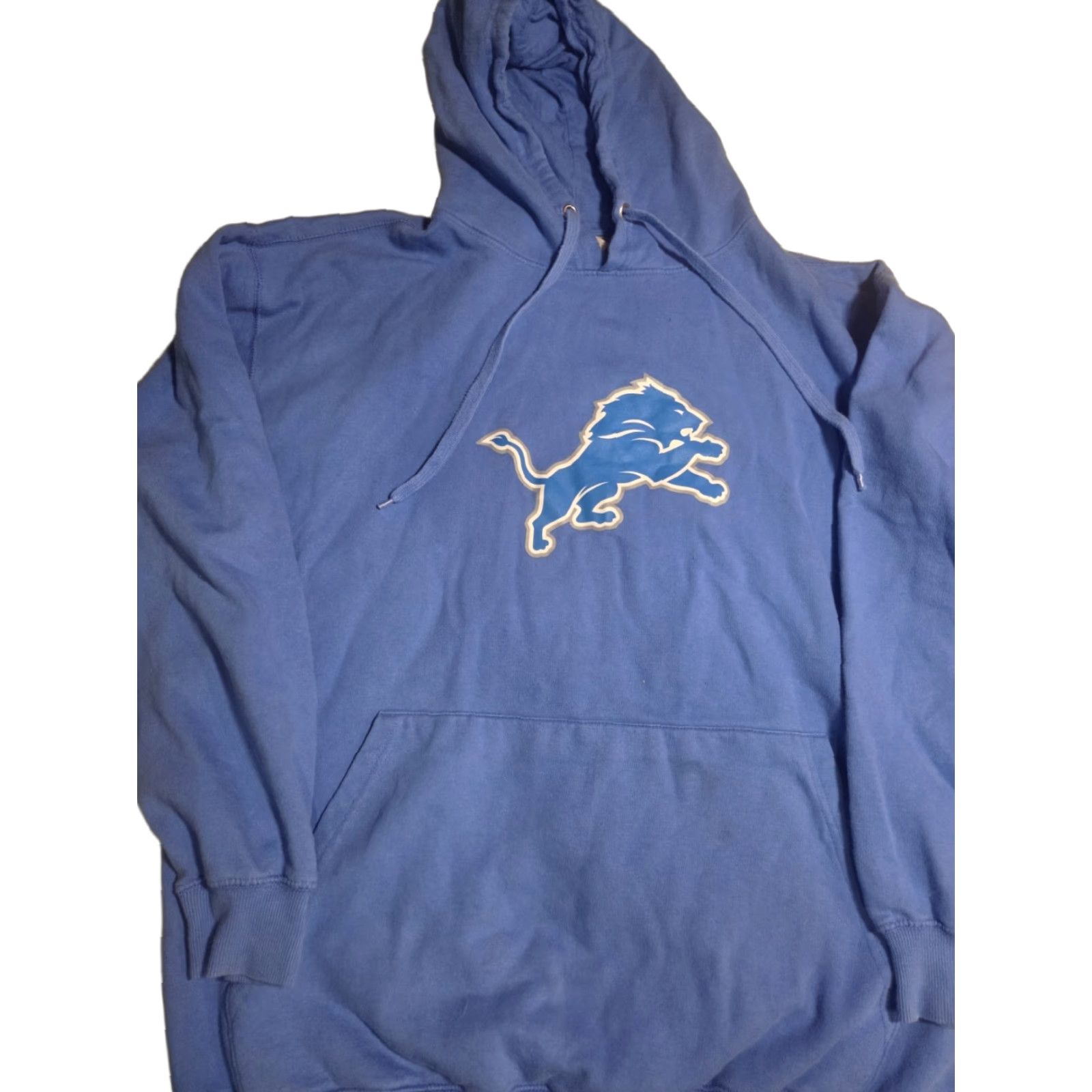 Vintage Fanatics Detroit Lions Hoodie 2XL Mens Blue Pullover NFL Distressed Pockets Hooded Crew Neck Fleece Cotton Blend Graphic Print Sports Football Size US XXL / EU 58 / 5 - 1 Thumbnail