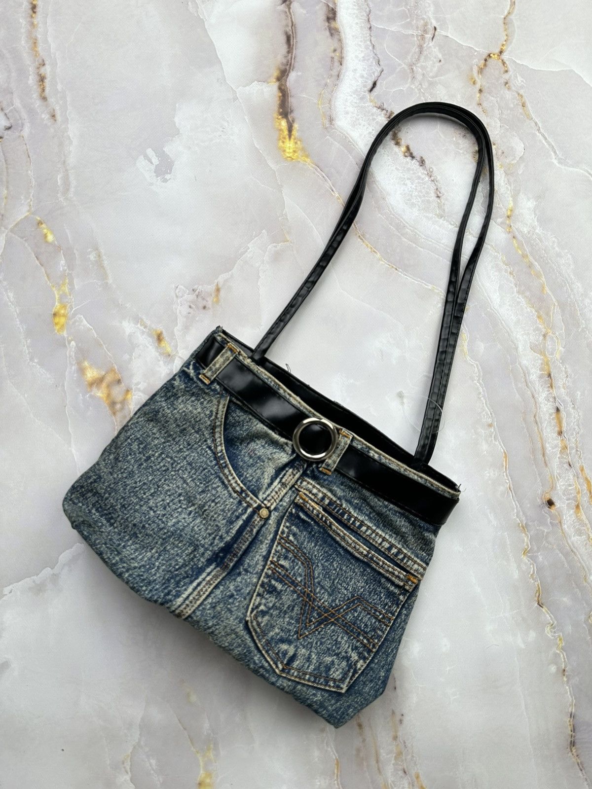 Avant Garde x Vintage Denim Shoulder Bag in Blue, Women's
