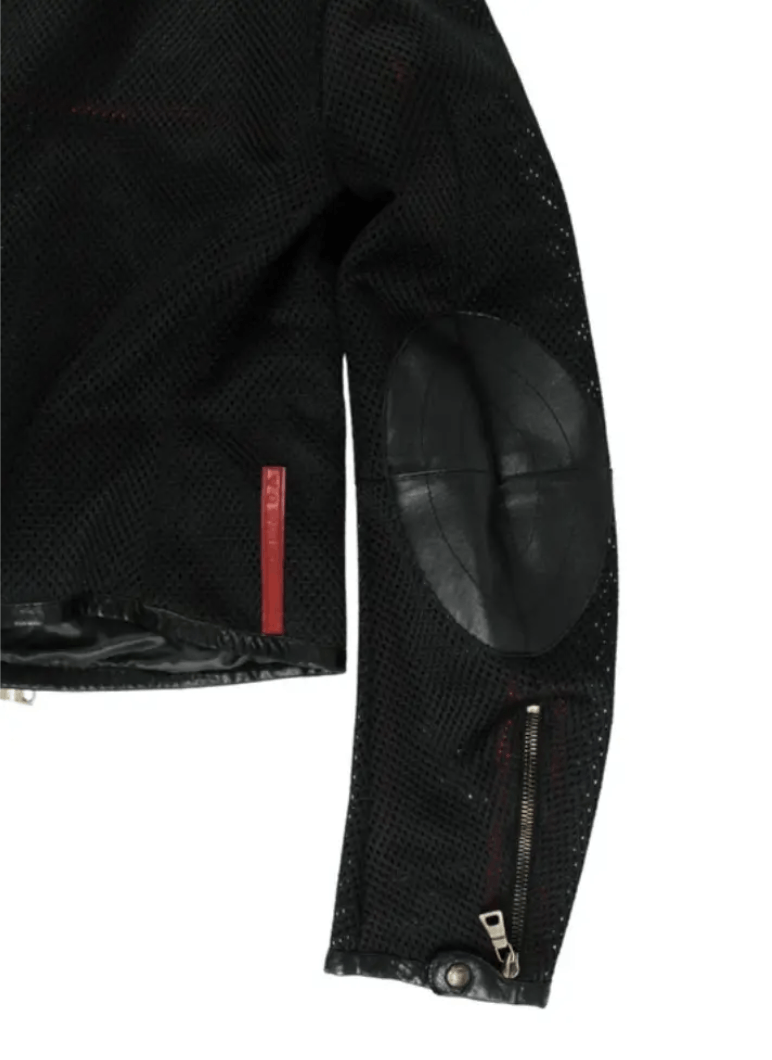 Leather × Prada × Vintage Prada Jacket Biker Leather 1999 Miu Miu Red Tab Sport EX0010 Size M / US 6-8 / IT 42-44 - 2 Thumbnail