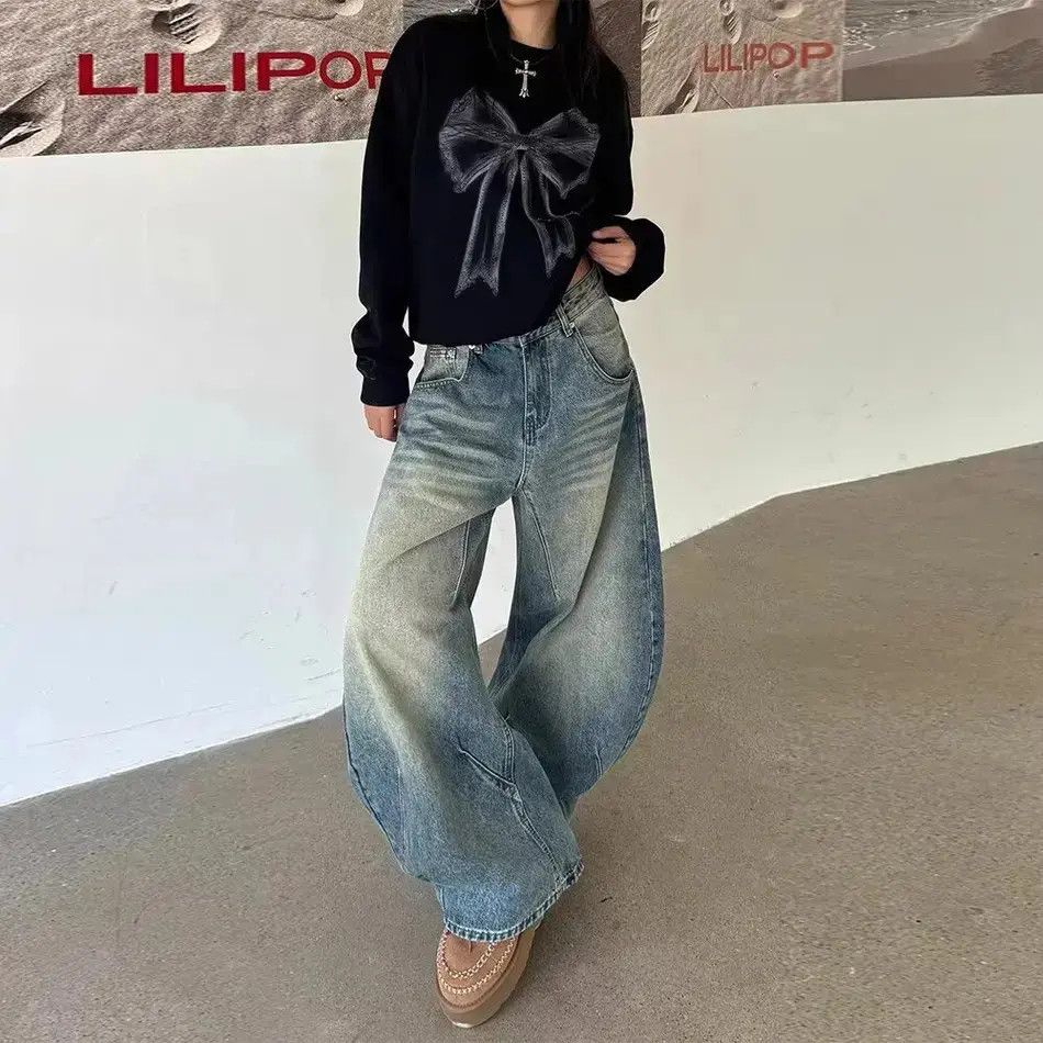 Japanese Brand Retro loose curved knife wide leg jeans Size US 32 / EU 48 - 1 Thumbnail