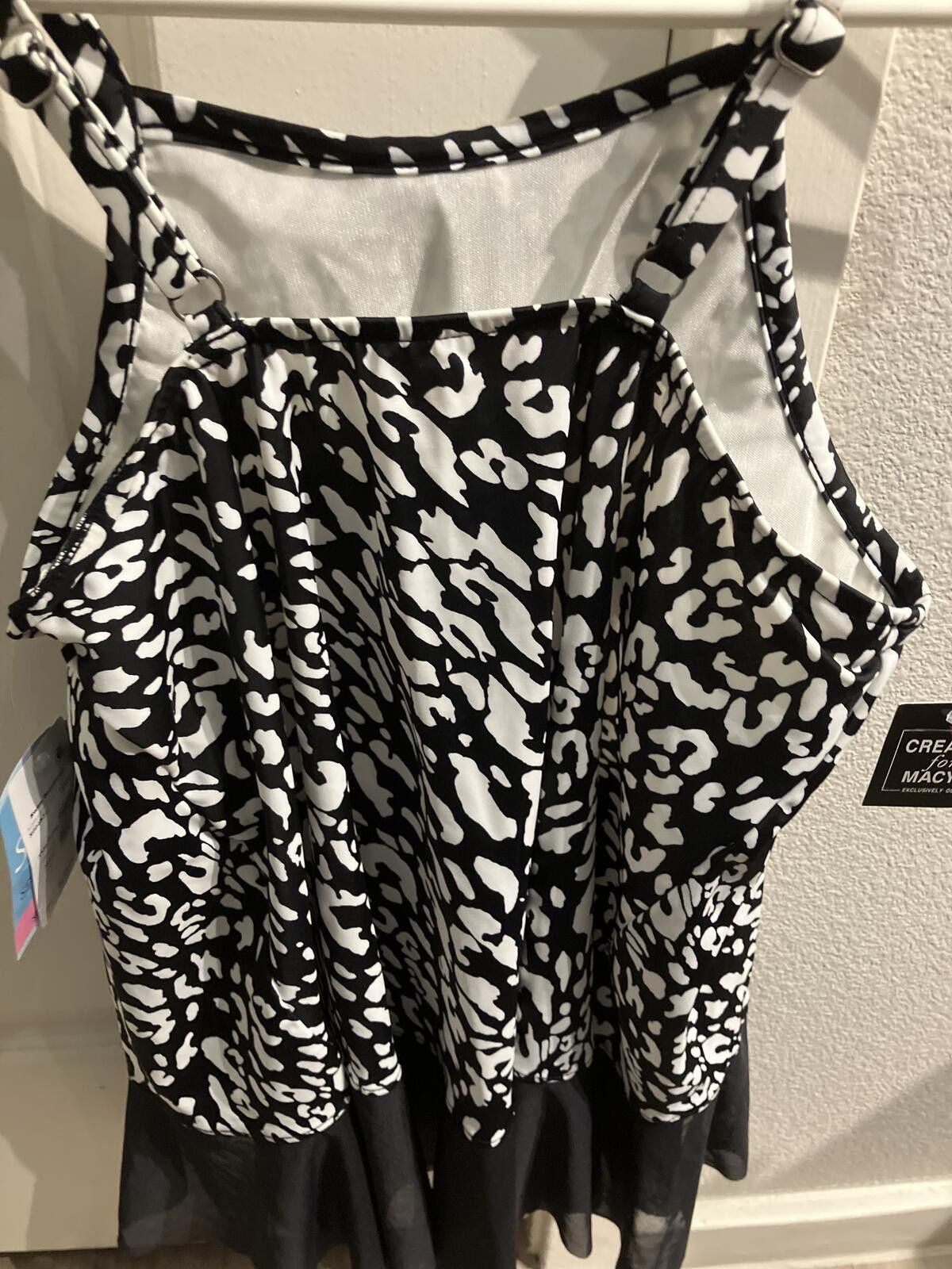 Other Black and White Animal Print Sleeveless Top with Ruffle Hem Size L / US 10 / IT 46 - 3 Thumbnail