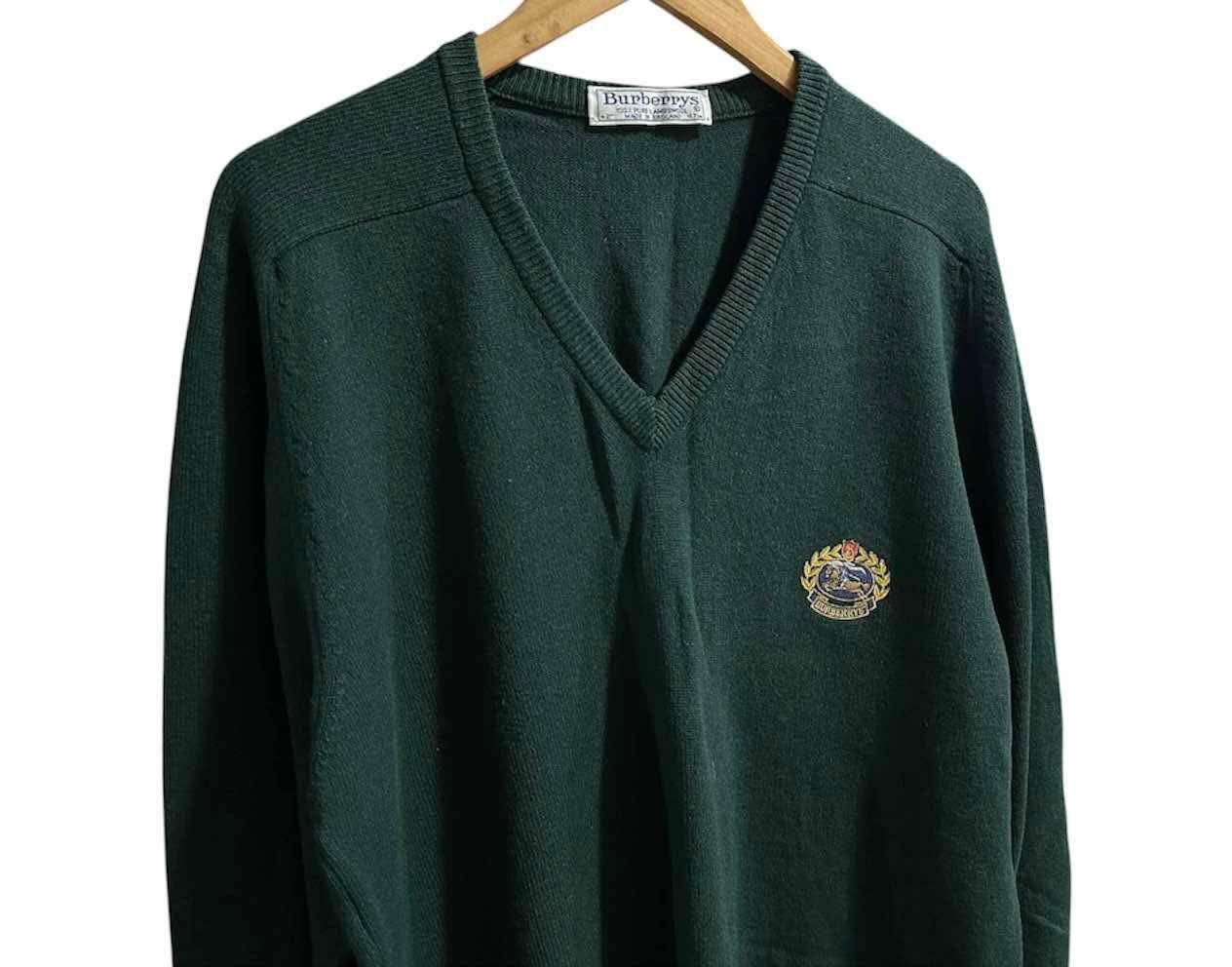 Burberry × Vintage 🔥Vintage Burberrys Lambswool Sweater Forest Green Size US XL / EU 56 / 4 - 2 Thumbnail