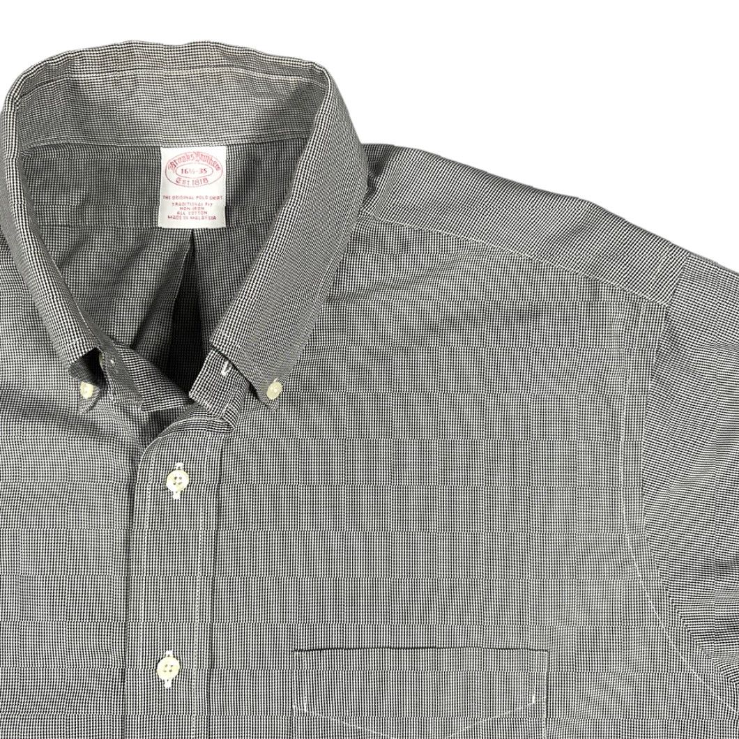 Brooks Brothers Brooks Brothers Shirt Adult XL Black White Houndstooth Micro Check Button-Down Casual Regular Fit Pocketed Size US XL / EU 56 / 4 - 2 Thumbnail