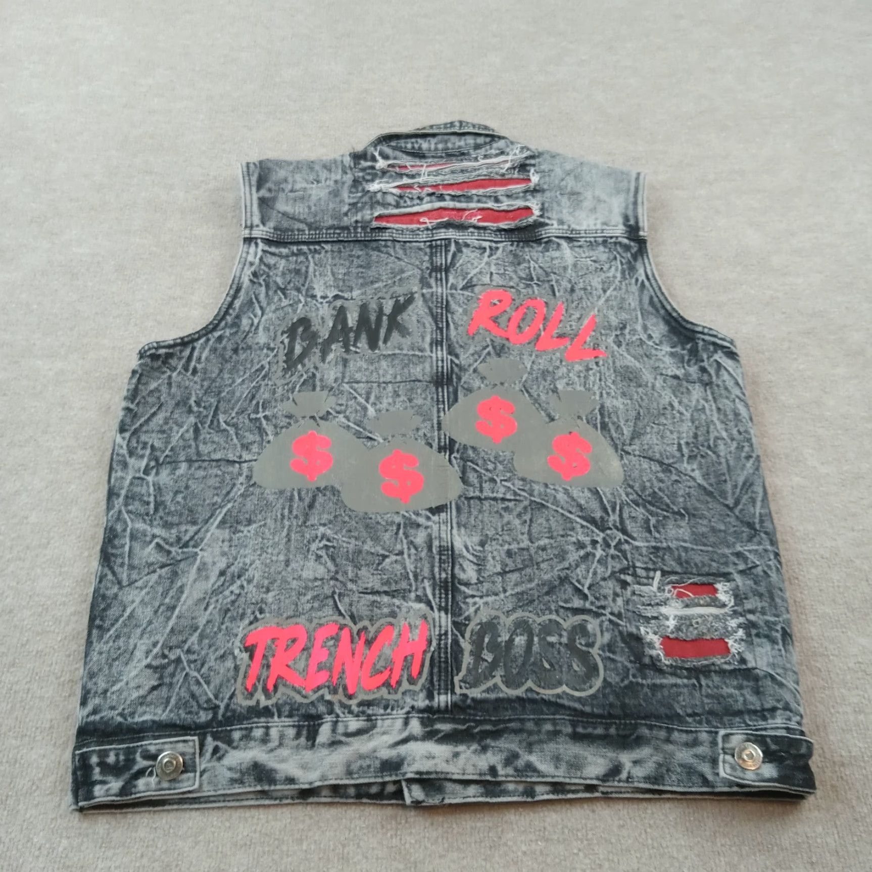 Vintage Diamond Stash Vest Mens Large Black Denim Windbreaker Size US L / EU 52-54 / 3 - 7 Thumbnail