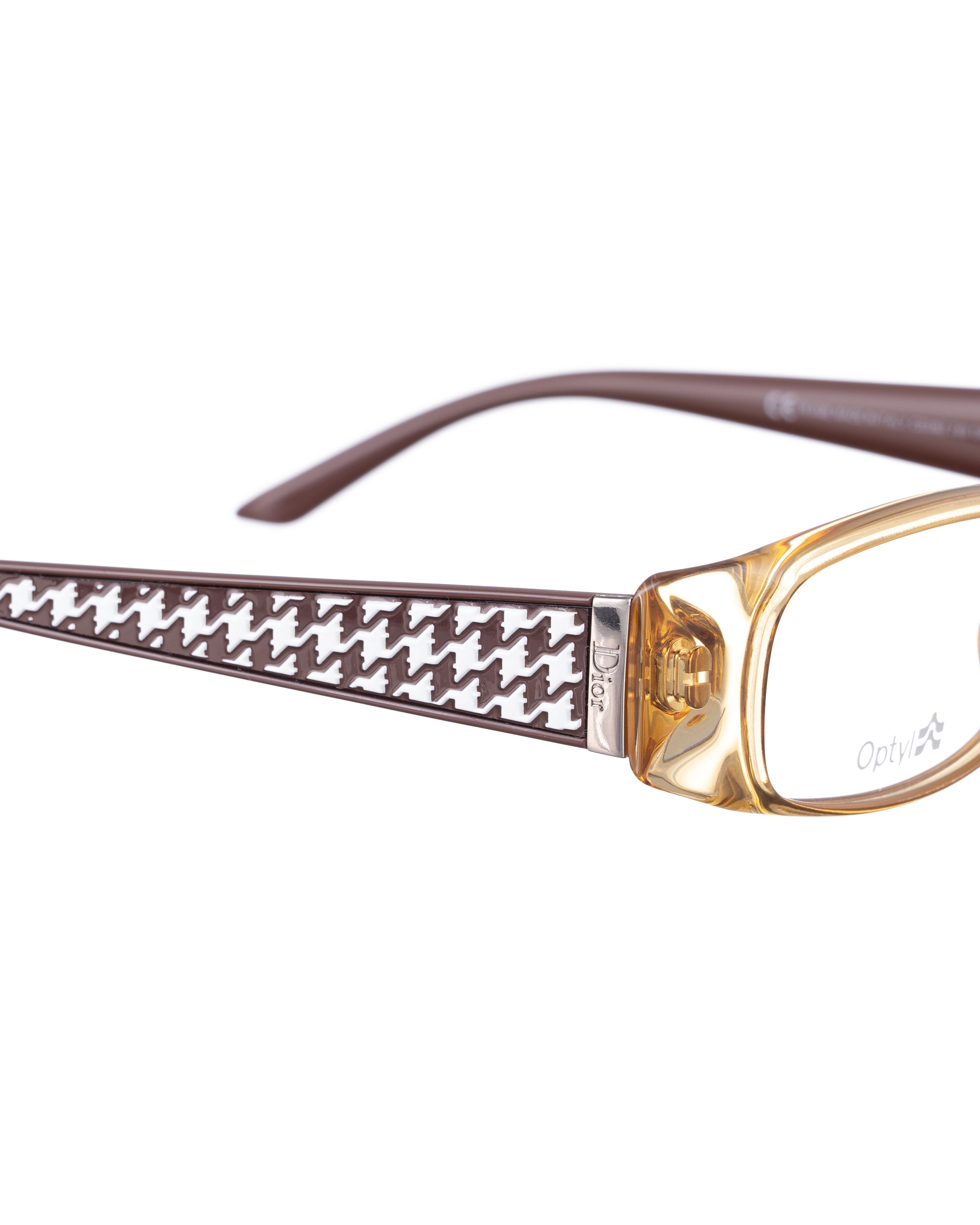 Dior Dior 00s Brown Plastic Dogtooth Glasses Size ONE SIZE - 3 Thumbnail