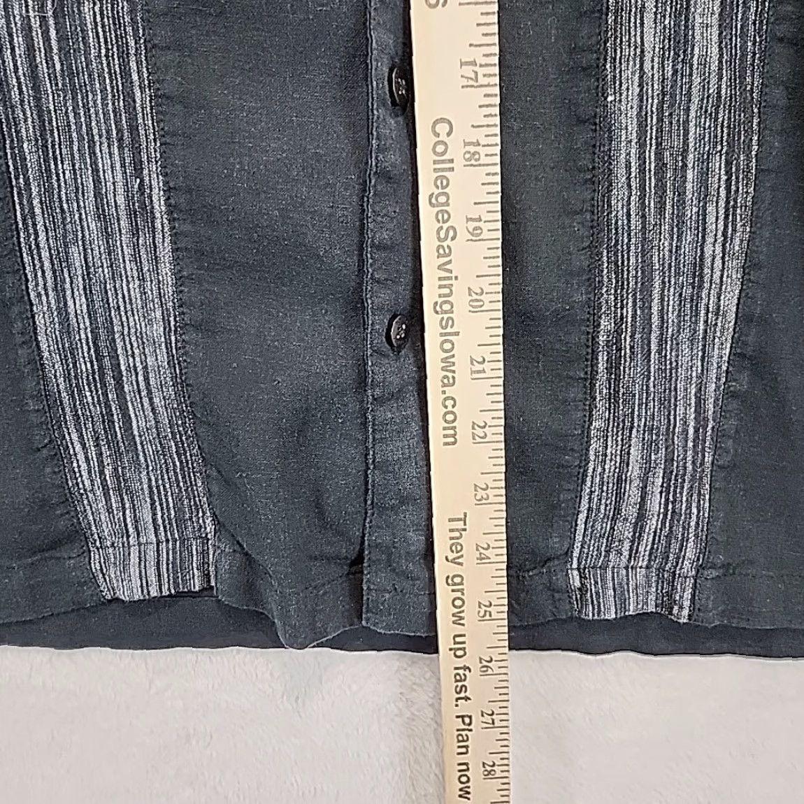Haggar Haggar Mens Shirt M Black Stripe Linen Blend Short Sleeve Button-Up Beach Size US M / EU 48-50 / 2 - 7 Thumbnail