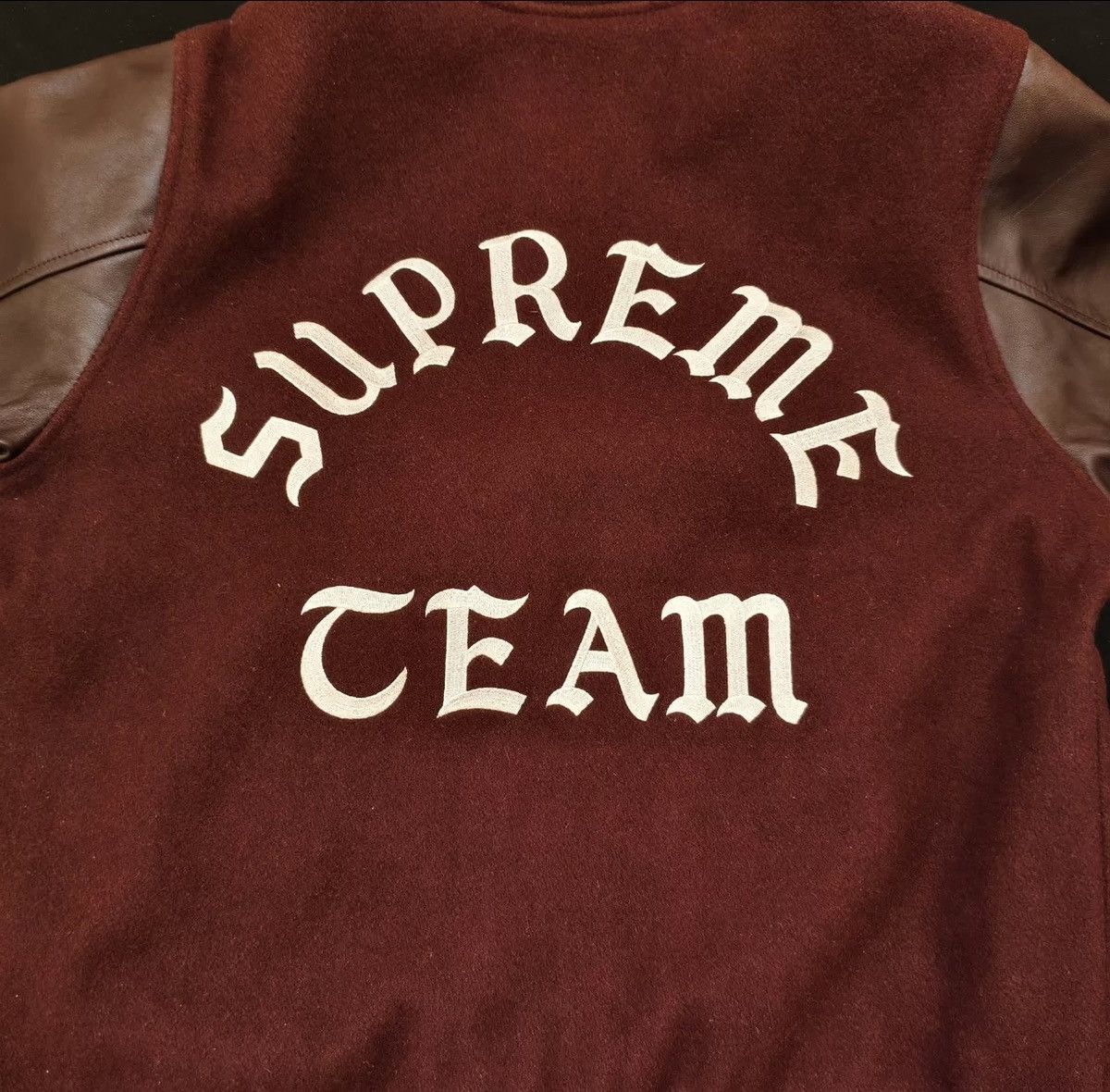 Supreme Supreme team crew leather varsity jacket Size US M / EU 48-50 / 2 - 1 Thumbnail