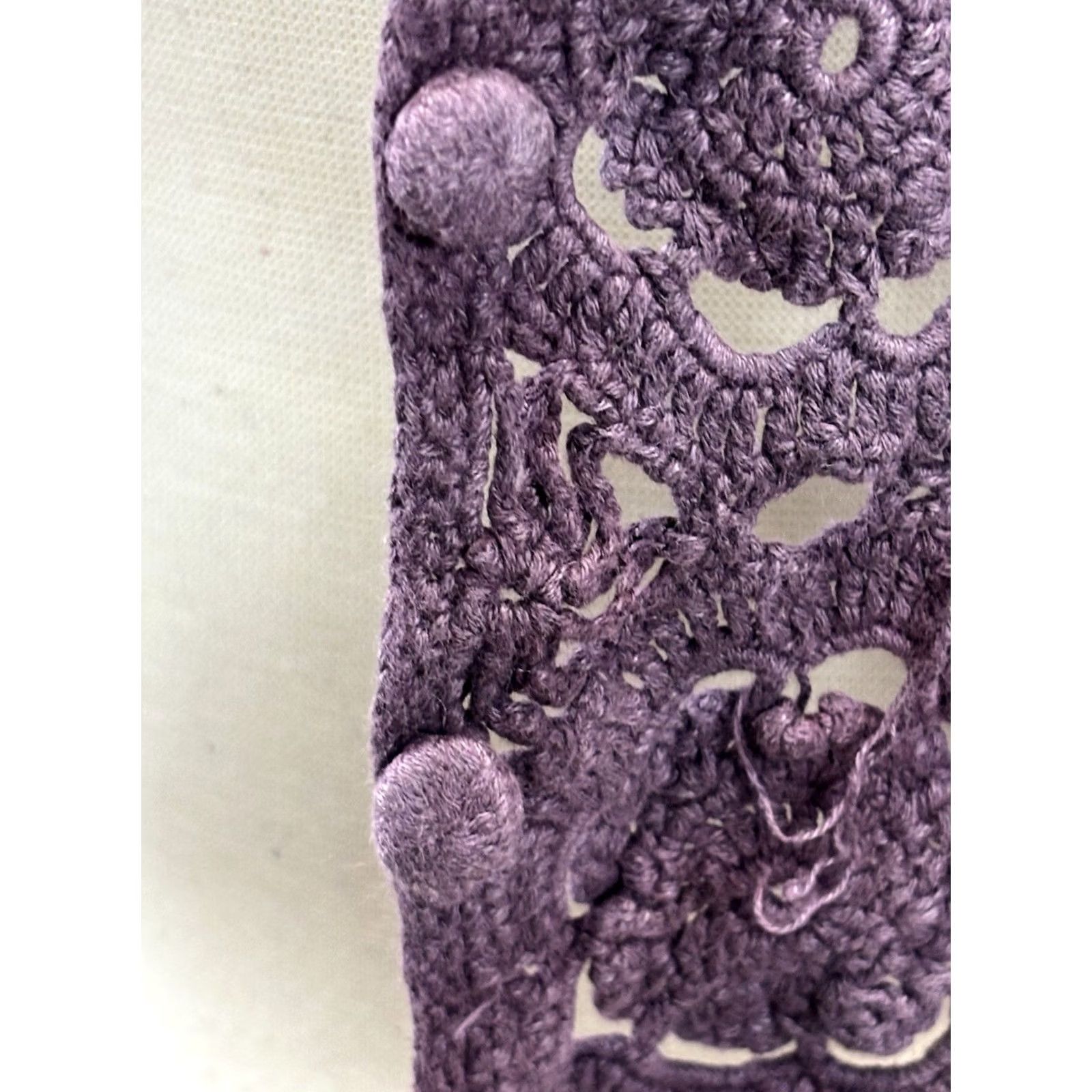 Pierre Cardin VINTAGE Pierre Cardin Crochet Cardigan Sweater Womens PM Purple Linen Blend Festival 90s Y2K Boho Whimsigoth Festival Ladies PM Ladies Size M / US 6-8 / IT 42-44 - 6 Thumbnail