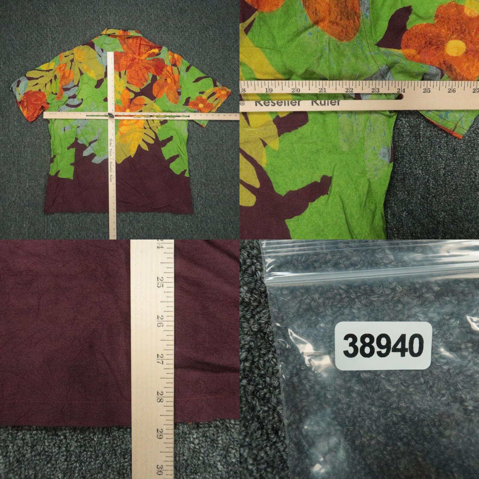 Jams World Jams World Shirt Mens Large Green Kula Floral Short Sleeve Hawaiian Rayon Button-Up Pockets Size US L / EU 52-54 / 3 - 8 Thumbnail