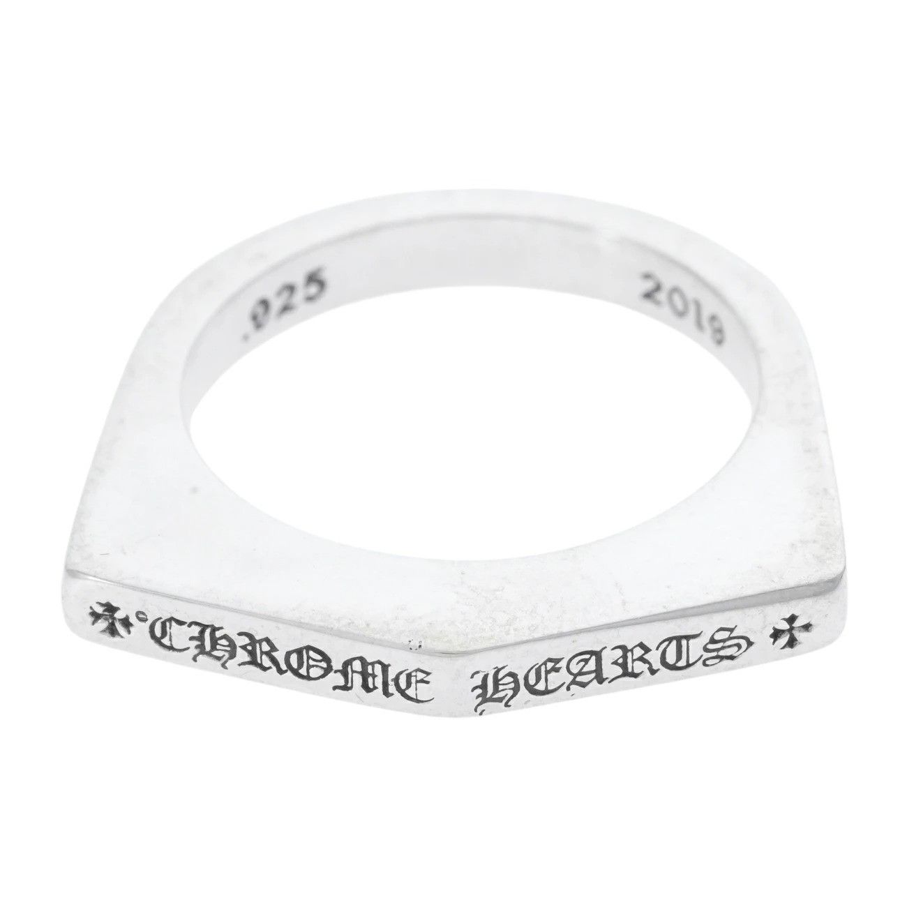 US 7 CHROME HEARTS CH LOGO STACK RING silver