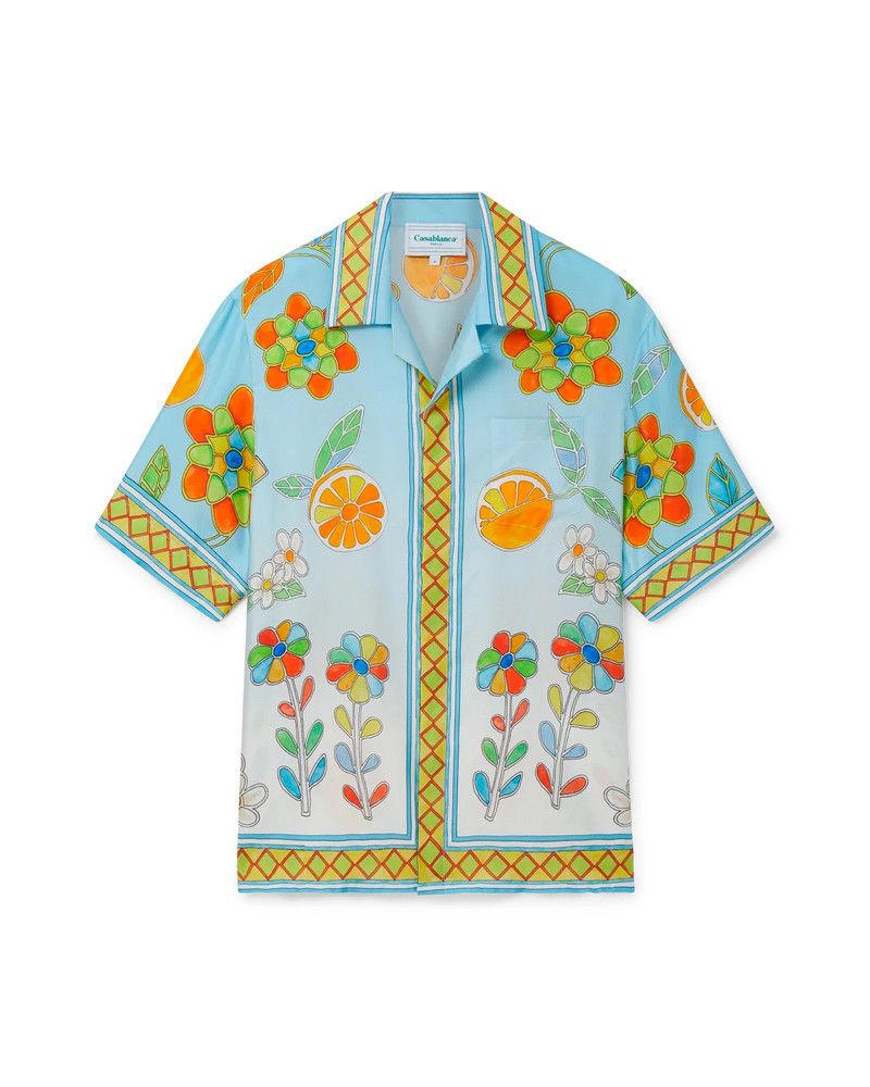 Casablanca o1mle0326 Cuban Collar Short Sleeve Shirt Yoruba Flowers Size US XXS / EU 40 - 1 Thumbnail